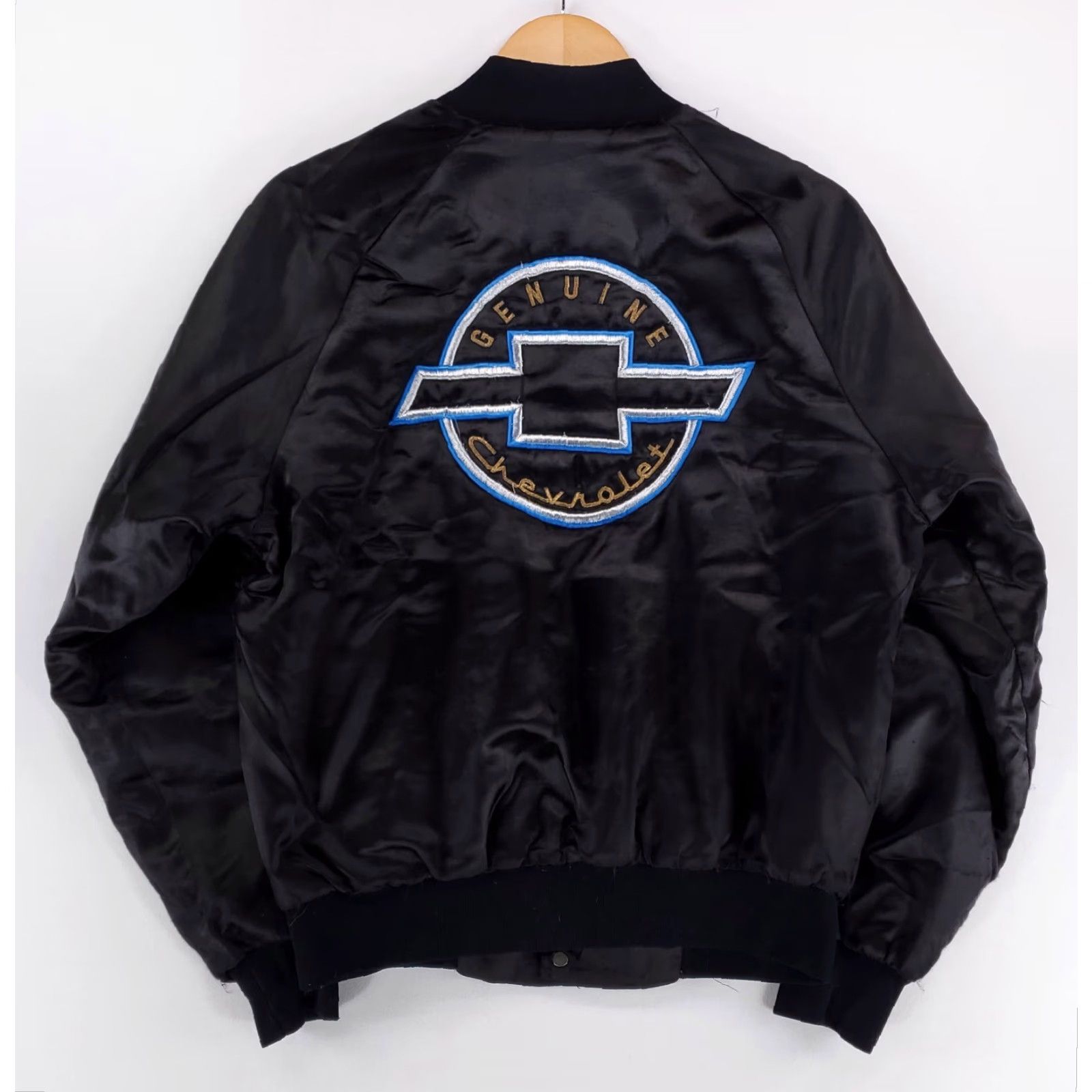 Vintage VINTAGE West Ark Chevrolet Embroidered Satin Bomber Jacket Mens S 80s VTG Black Nylon Bomber Jacket Size US S / EU 44-46 / 1 - 6 Thumbnail
