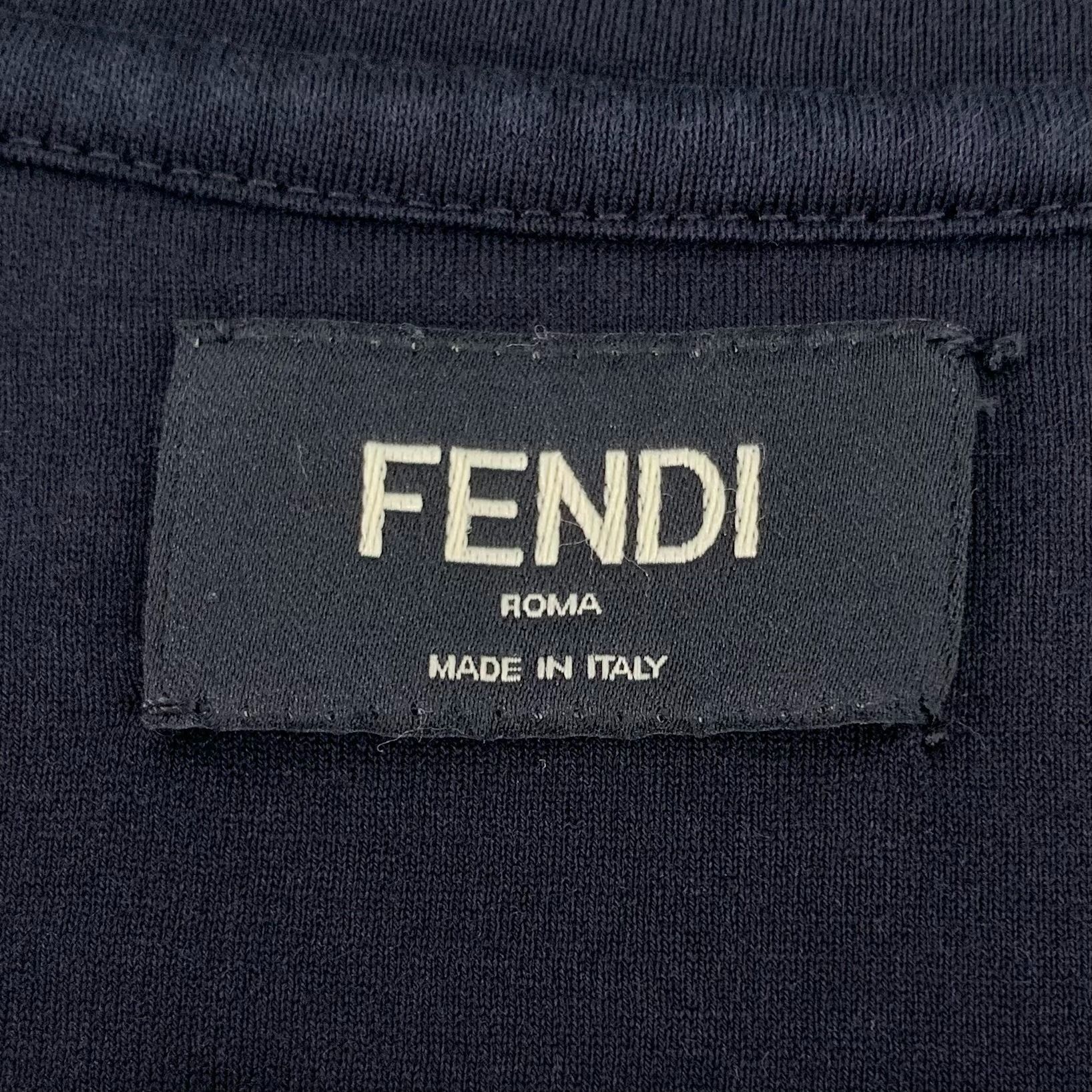 Fendi Fendi Black Long Sleeve Cotton T-Shirt With Brown Logo Tape Size US XXL / EU 58 / 5 - 2 Thumbnail