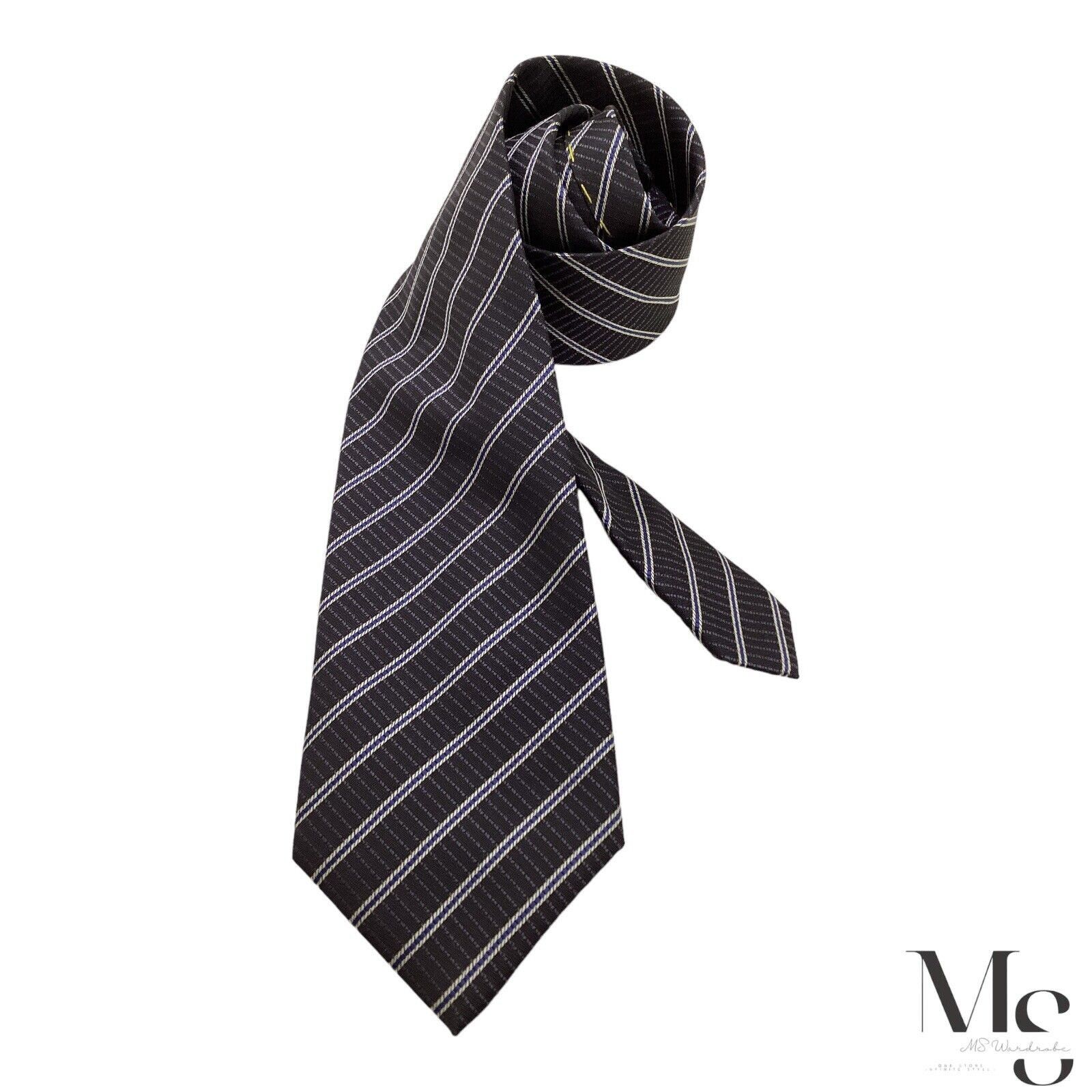 Ungaro Paris UNGARO Gray Striped Luxury Silk Tie Made Italy W: 3.75’’ EC Size ONE SIZE - 1 Thumbnail