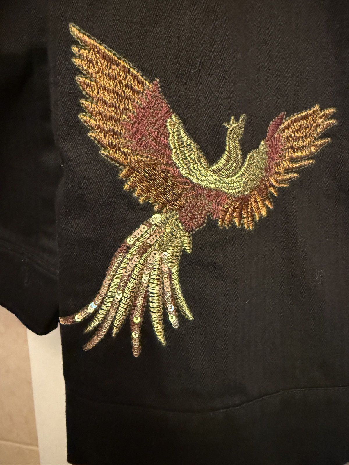 Other Colleen Lopez Black Beaded Embroidered Military Denim Jacket Size M / US 6-8 / IT 42-44 - 9 Thumbnail