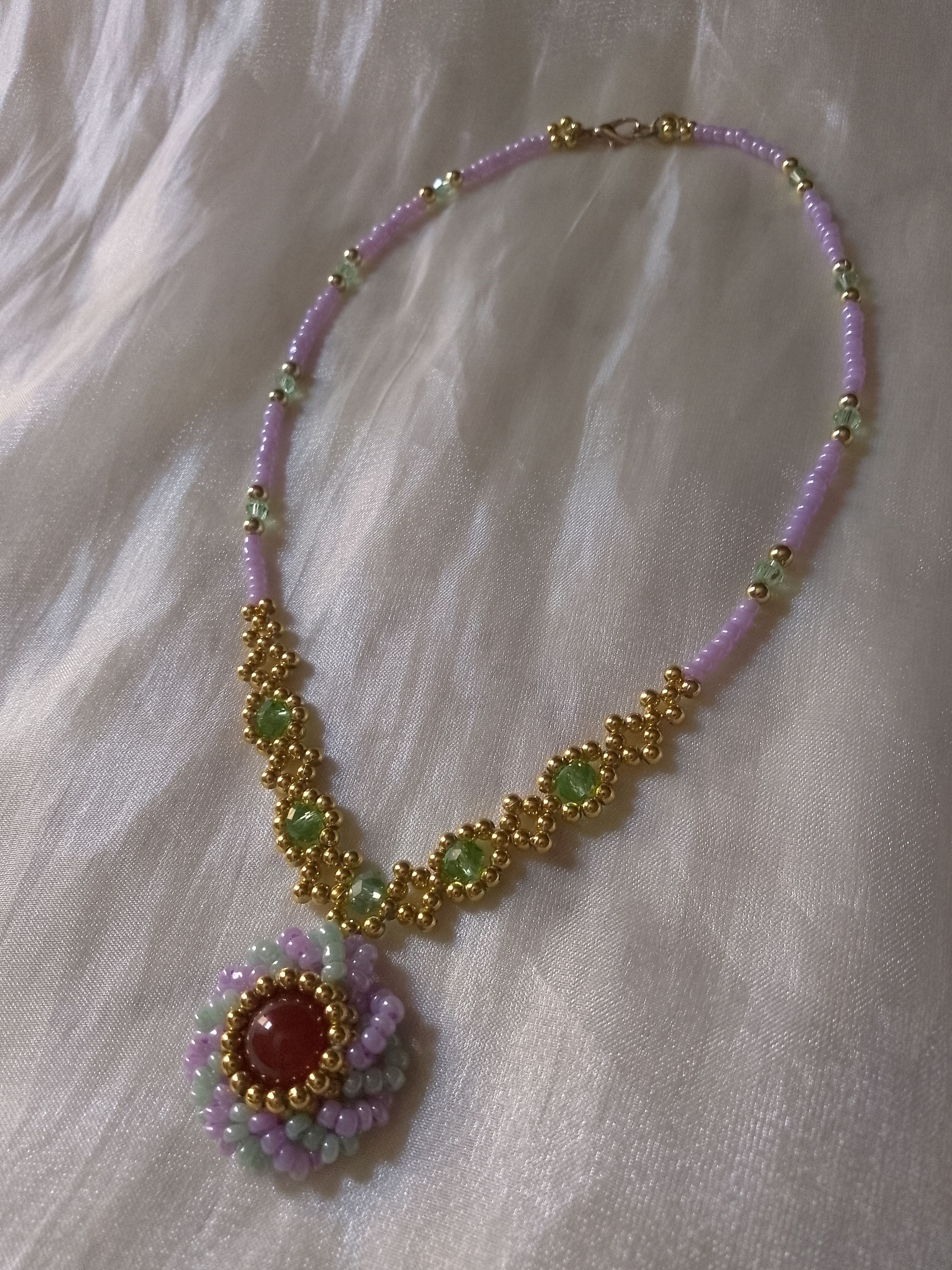 Handmade Necklace Pendant red carnelian gemstones vintage style Size ONE SIZE - 9 Thumbnail
