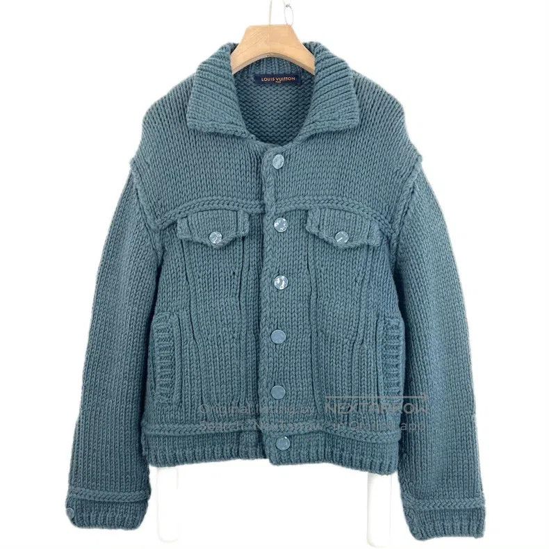 Louis Vuitton Blue knit button-down sweater jacket
