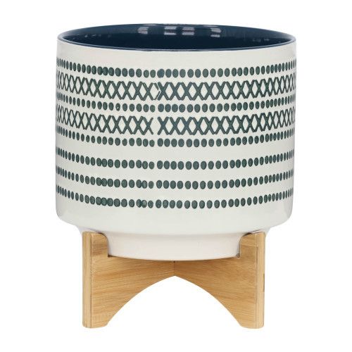 Designer × Homemade CERAMIC 10" PLANTER ON STANDW/ DOTS, BLUE Size US L / EU 52-54 / 3 - 2 Thumbnail