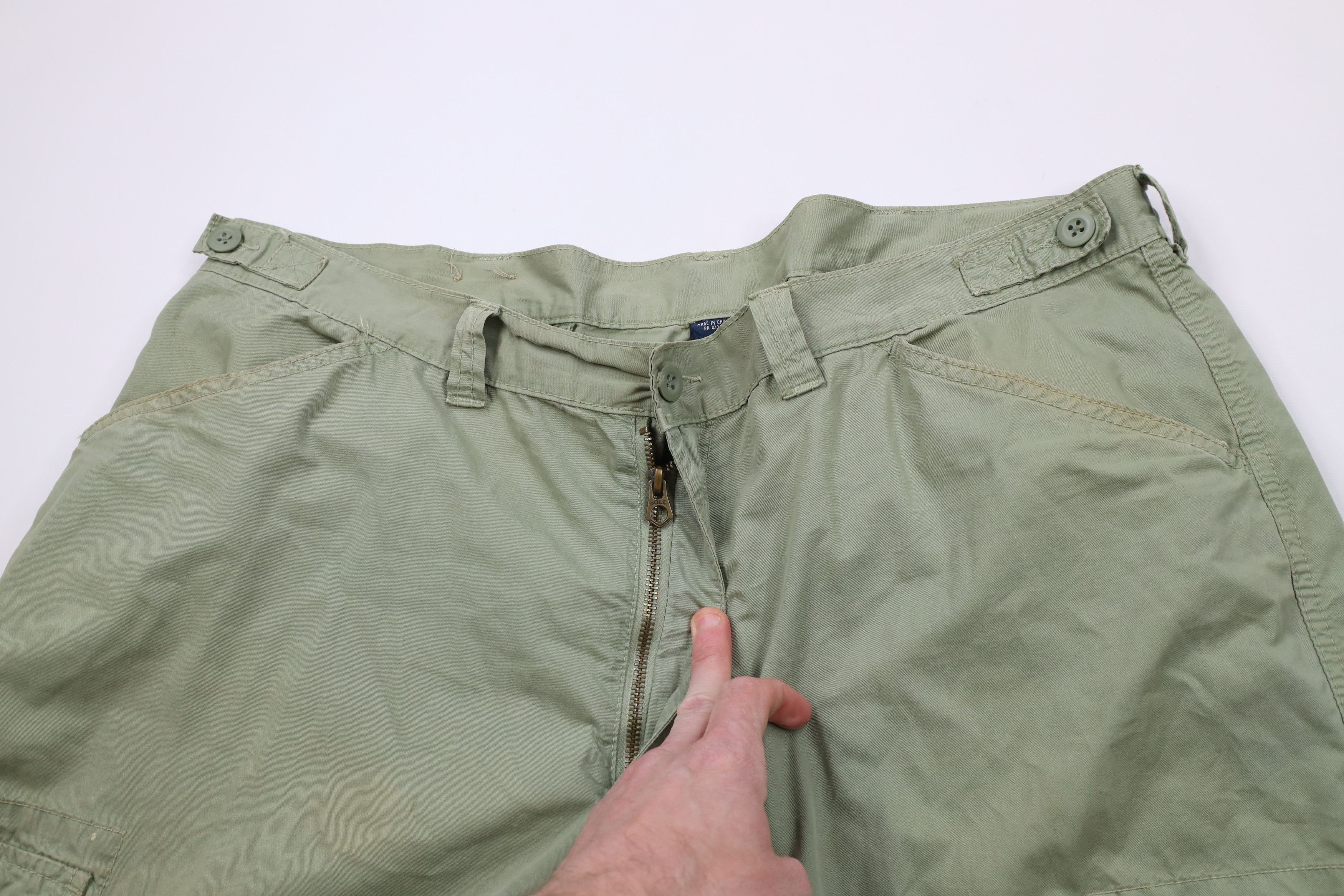 Ralph Lauren × Vintage Vintage 90s Ralph Lauren Military Wide Leg Cargo Pants Green Size US 40 / EU 56 - 10 Thumbnail