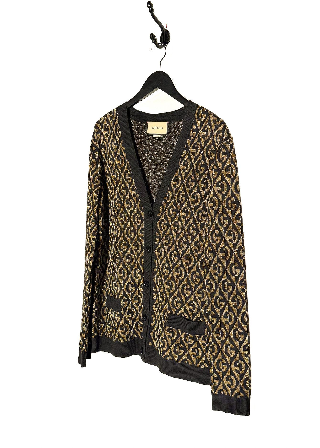 Gucci Gucci Black Gold G Rhombus Lamé Jacquard Cardigan Sweater Size M / US 6-8 / IT 42-44 - 2 Thumbnail