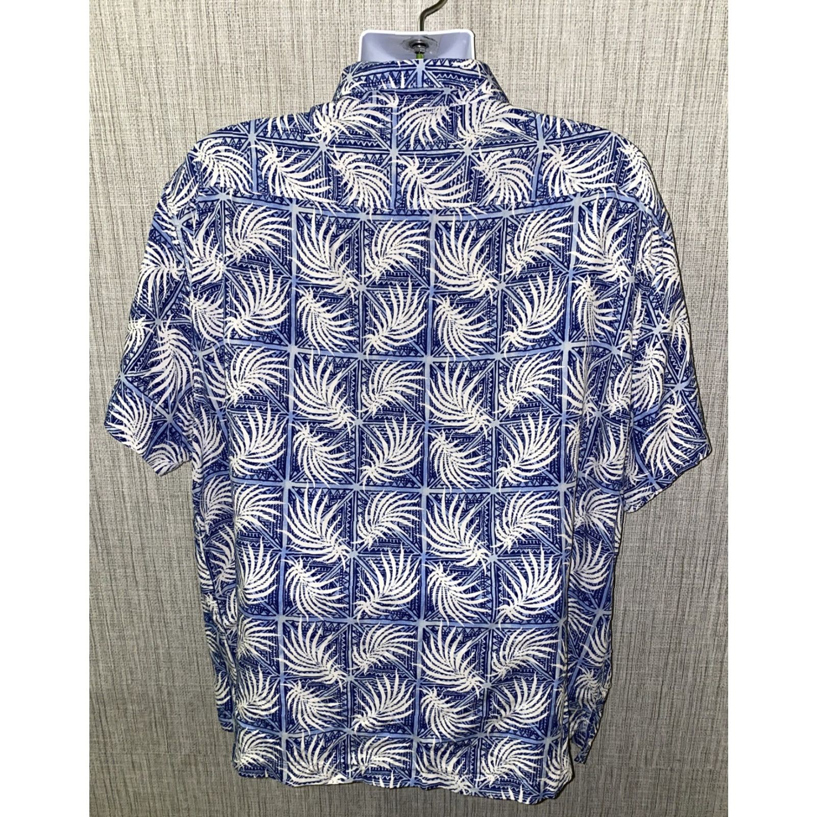 Nat Nast Nat Nast Mens Blue/White Graphic Button Front Shirt 2XL Regular Button-Down Collared Short Sleeve Silk Cotton Vintage No Size US XXL / EU 58 / 5 - 5 Thumbnail