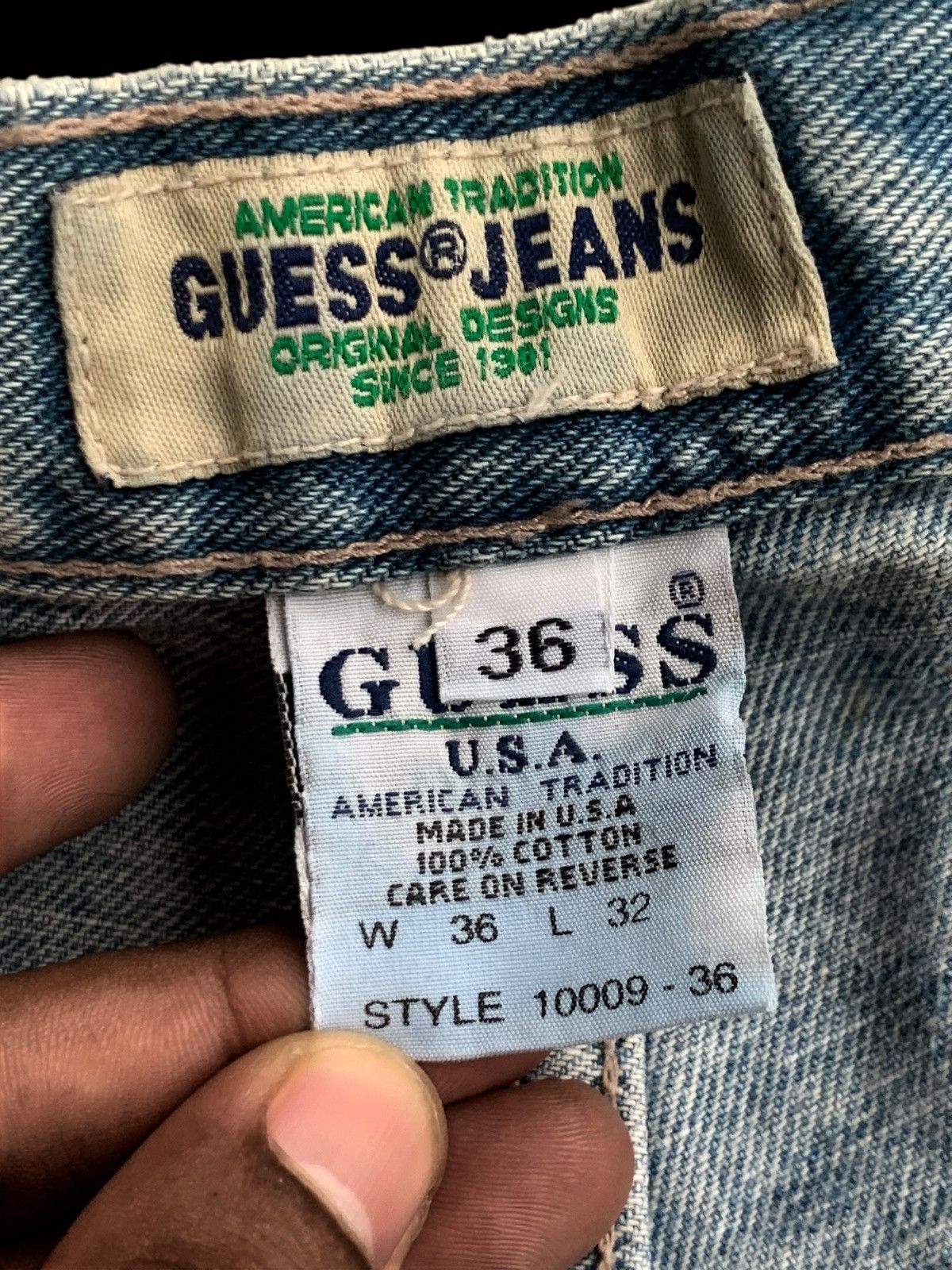 Guess × Japanese Brand × Vintage American Guess Light Blue Baggy Distressed Jeans Size US 34 / EU 50 - 7 Thumbnail