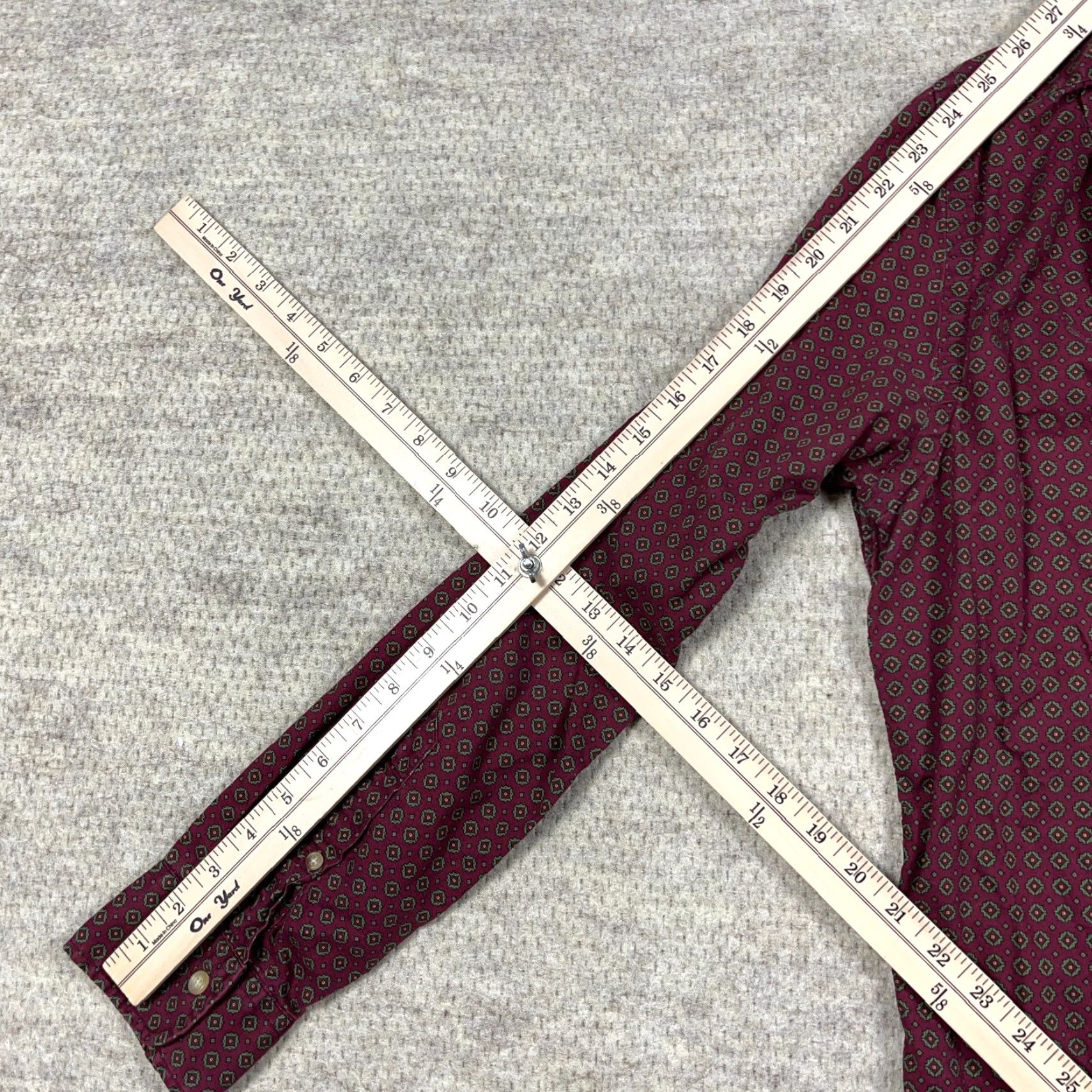 Polo Ralph Lauren VINTAGE Polo Ralph Lauren Shirt Men Large Maroon Button Up Dress Poplin Spotted Adult Size 42R - 7 Thumbnail
