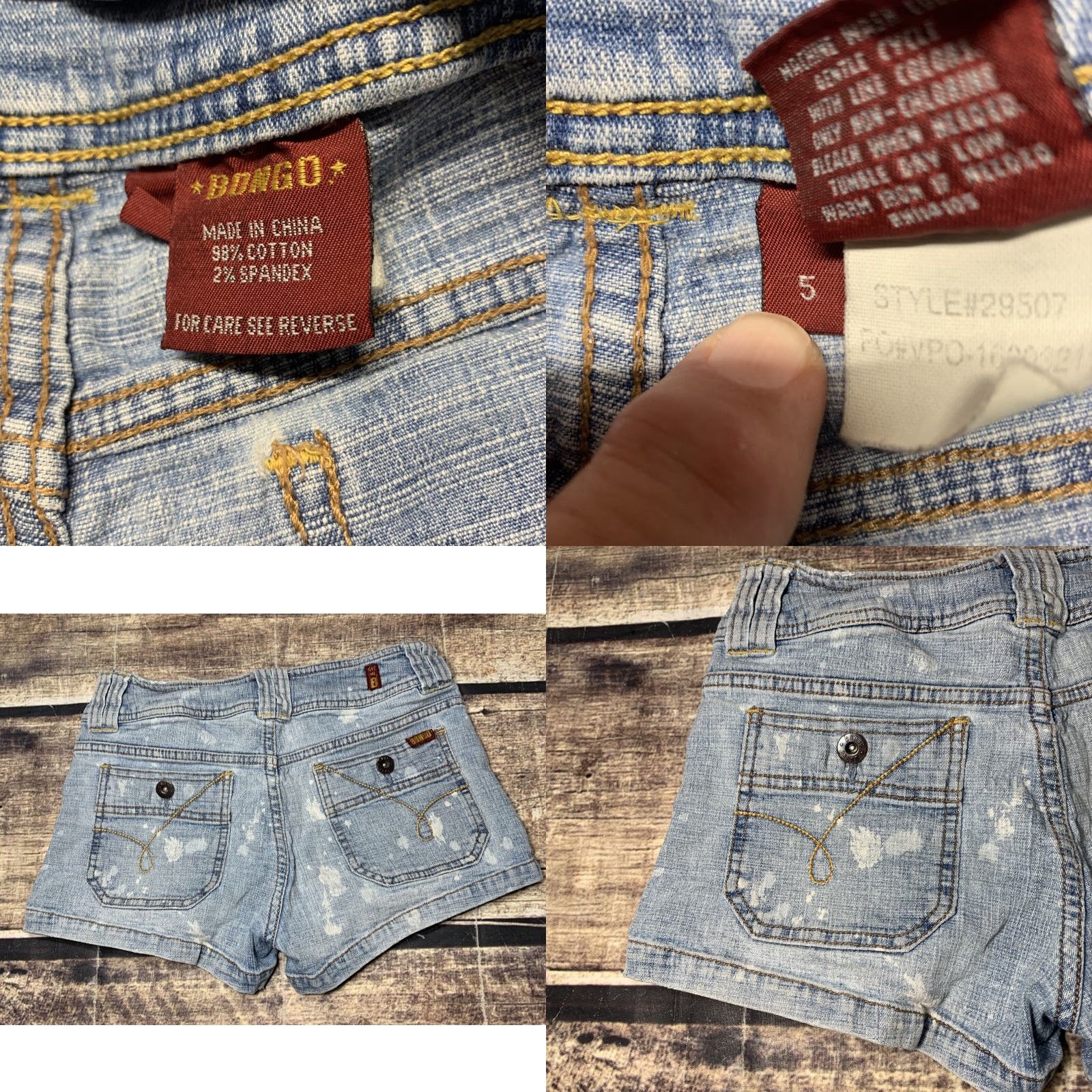 Vintage Womens Bongo Shorts Denim Distressed Flat Front 28 in Waist Size 5 Stretch Let Me Benediction? Size 28" / US 6 / IT 42 - 8 Thumbnail