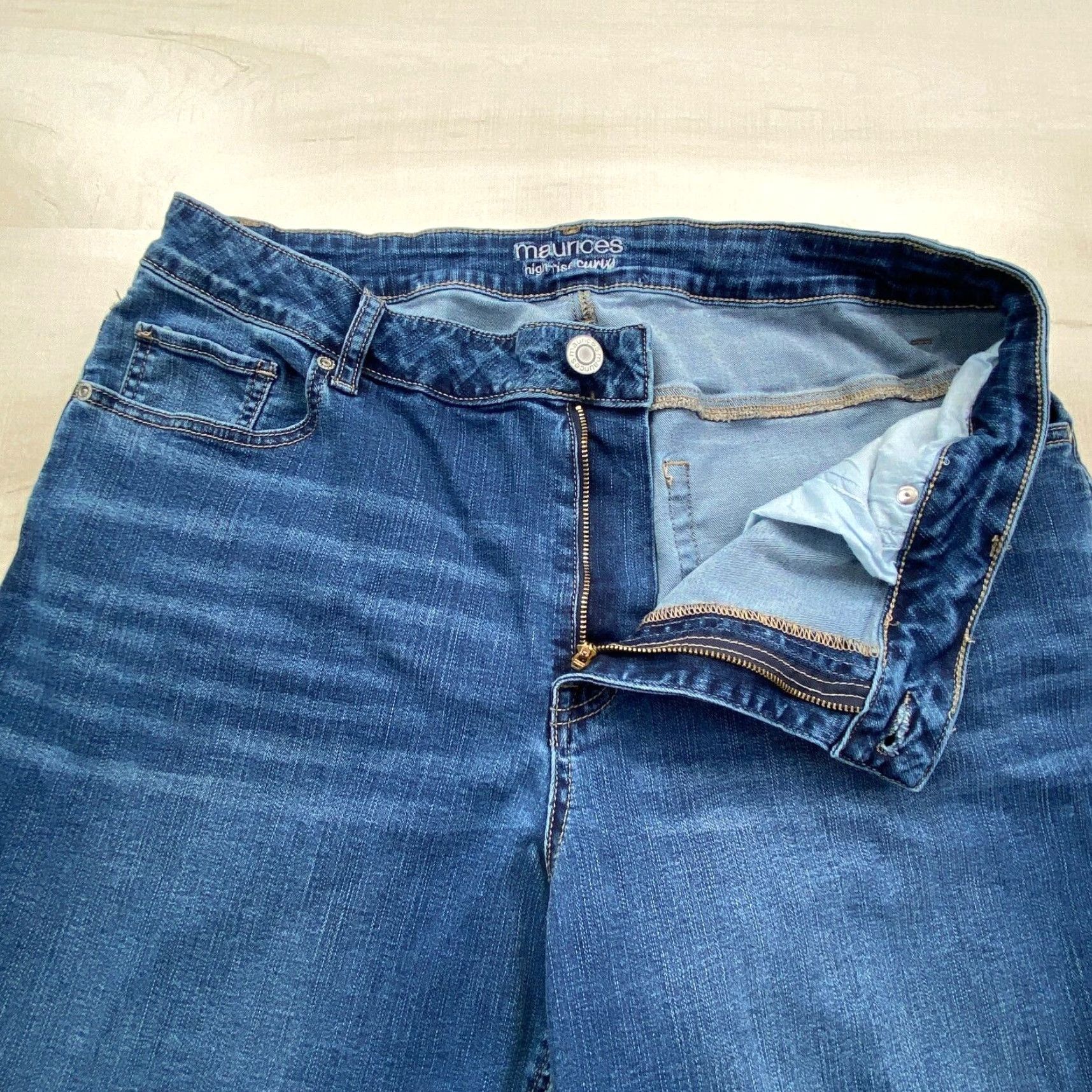 Vintage Maurices Womens High Rise Bootcut Jeans Blue 34 Medium Wash Stretch Cotton Blend Size 24" / US 00 / IT 34 - 3 Thumbnail