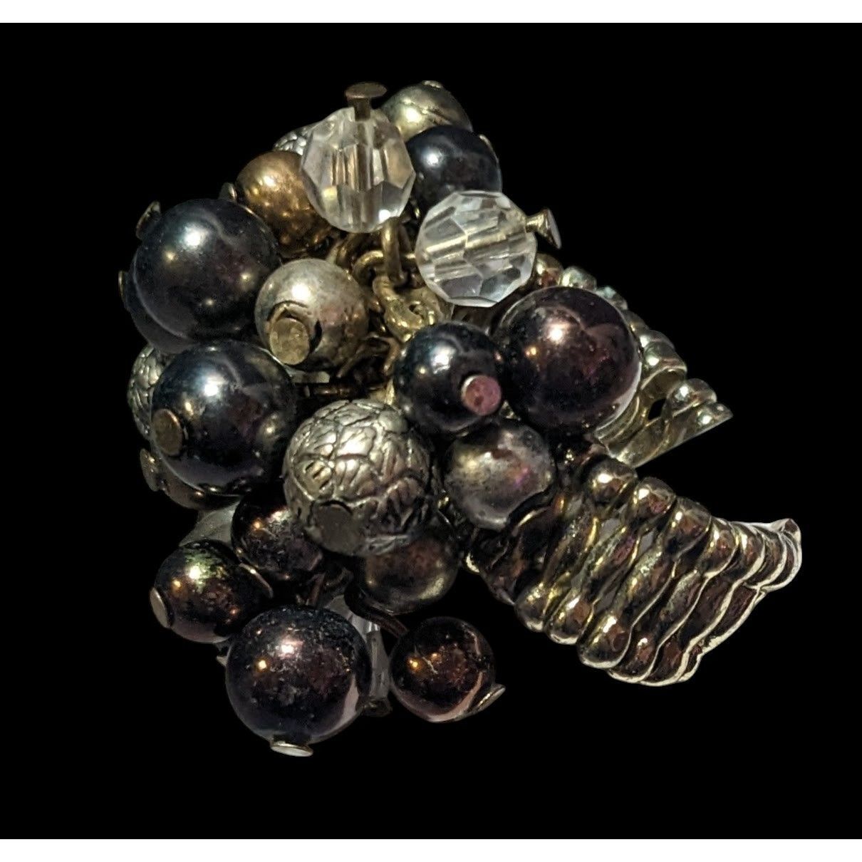 Other Chunky Metallic Beaded Cluster Stretch Ring Size 8 Size ONE SIZE - 4 Thumbnail