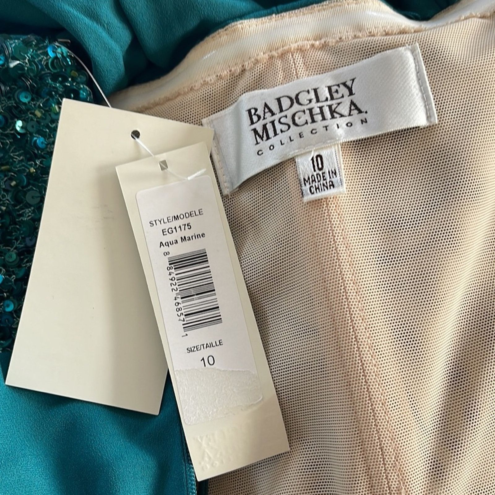 Badgley Mischka Badgley Mischka Collection Aqua Gown Maxi Dress Formal 10 Size L / US 10 / IT 46 - 4 Thumbnail
