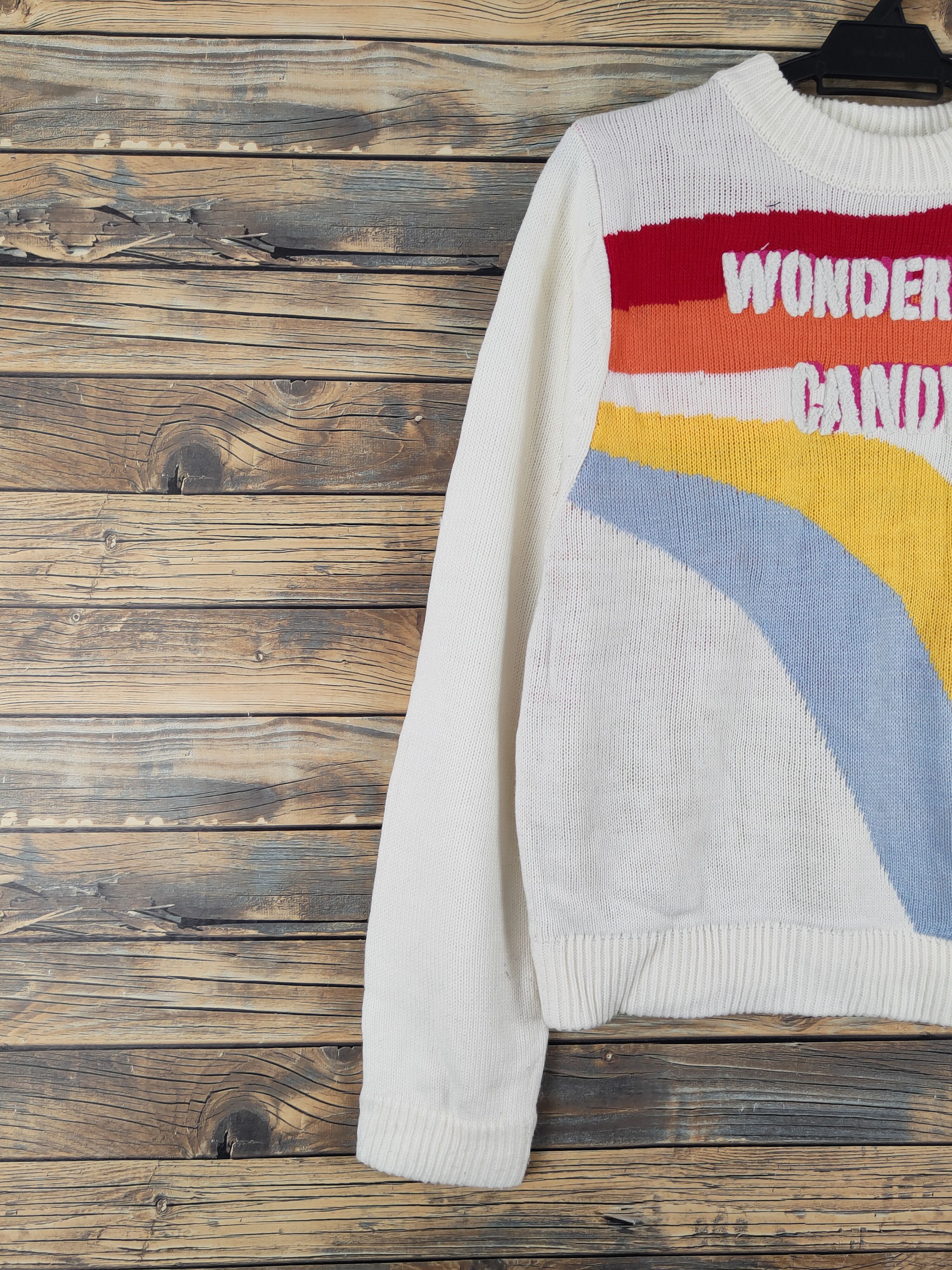 Japanese Brand × Vintage Candy Stripper Ivory Knitwear Sweatshirts #W2162 Size M / US 6-8 / IT 42-44 - 3 Thumbnail