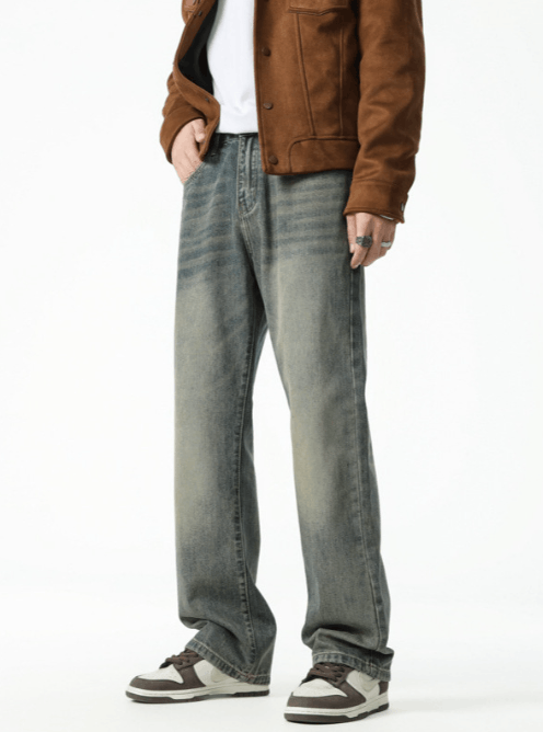 Japanese Brand American street distressed whisker straight loose jeans y2k Size US 32 / EU 48 - 4 Thumbnail