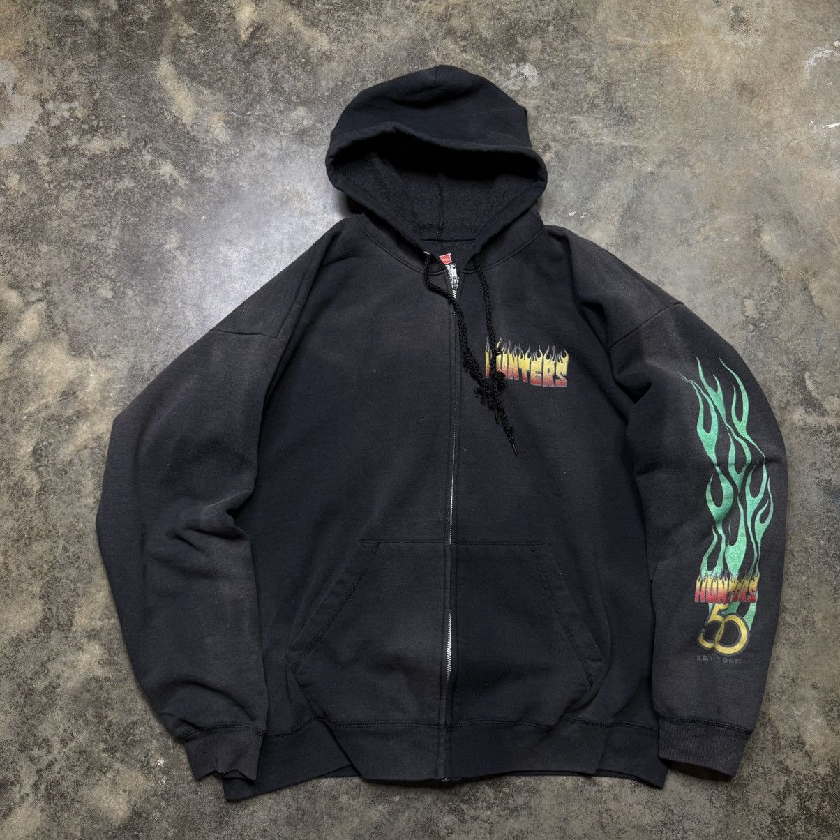 Vintage vintage hot rod flame faded black baggy zip up hoodie Size US XL / EU 56 / 4 - 7 Thumbnail
