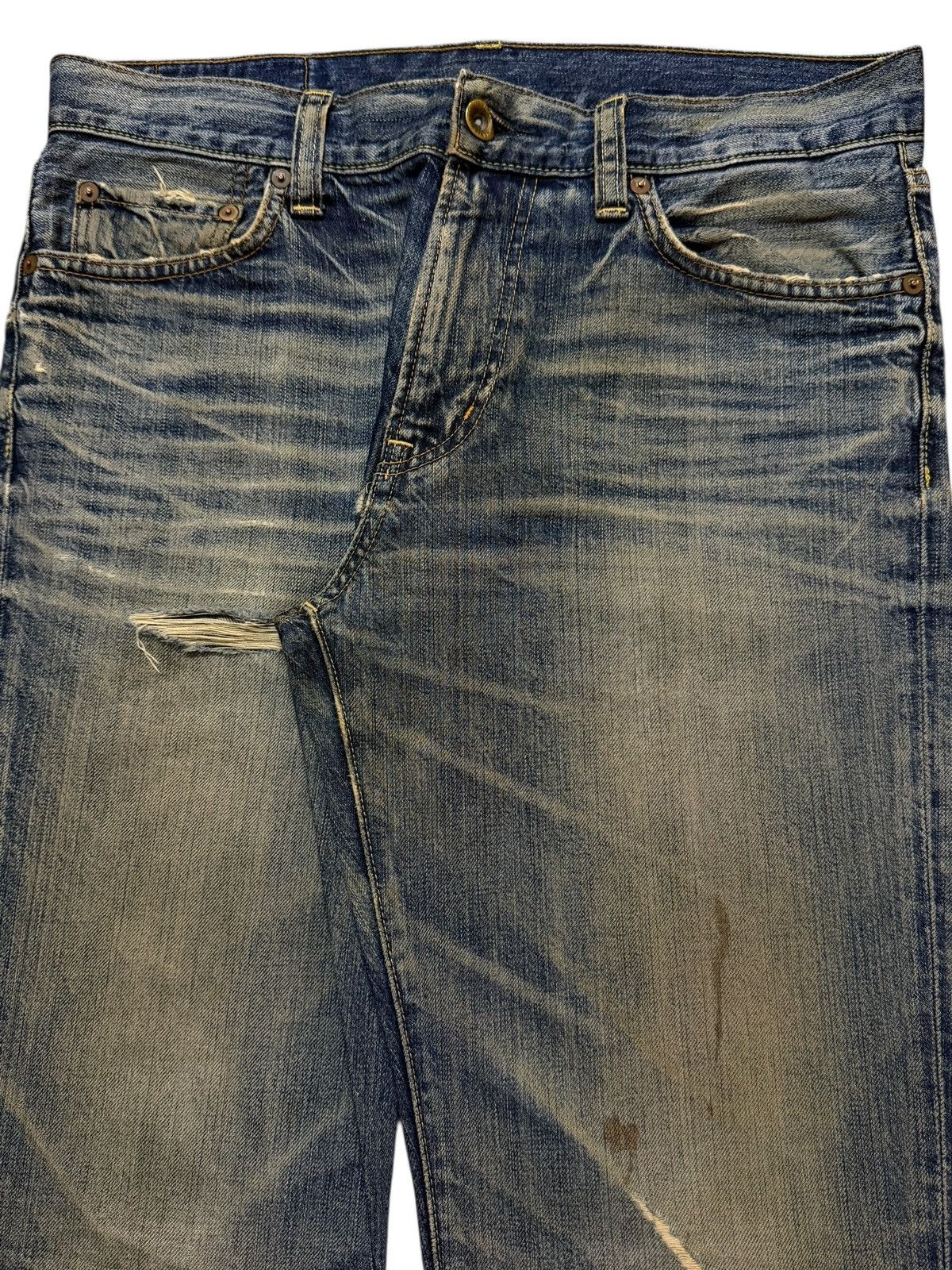 Uniqlo Vintage Y2K Uniqlo Mud Wash Whiskers Distress Wide Leg Loose Size US 34 / EU 50 - 4 Thumbnail