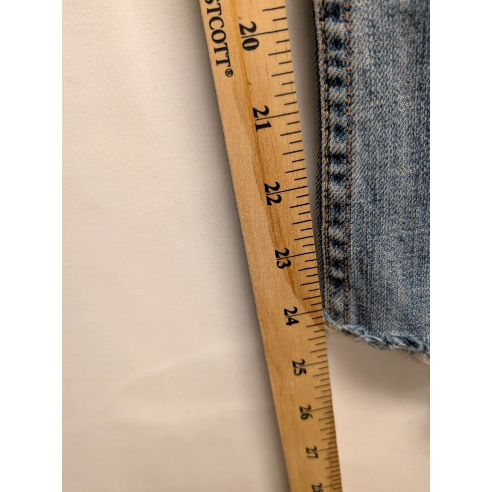 GRLFRND GRLFRND Joan Crop Flare Jeans - Blue Denim - 24 Inseam - Low Rise - Distressed - Raw Hem - Women's Jeans Size 42" / US 20 - 5 Thumbnail