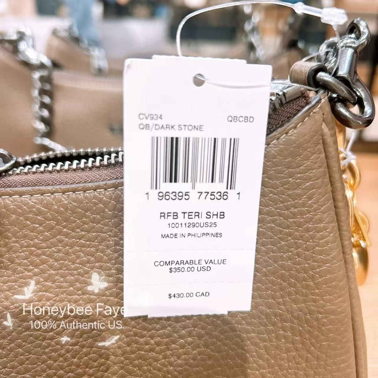 Coach NWT Coach Teri Shoulder Bag Gold/Chalk CV934 Size ONE SIZE - 5 Thumbnail