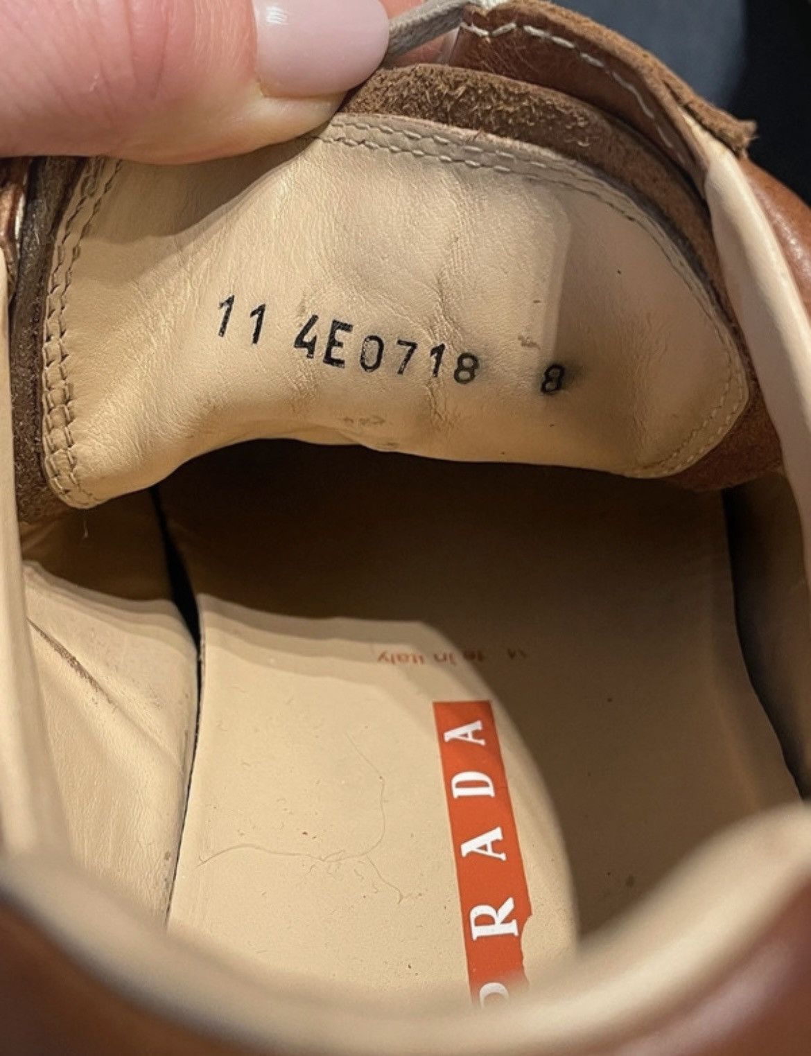 Prada Vintage Prada Men's Tan Brown Leather Lace Up Casual Shoes Size US 11 / EU 44 - 12 Thumbnail