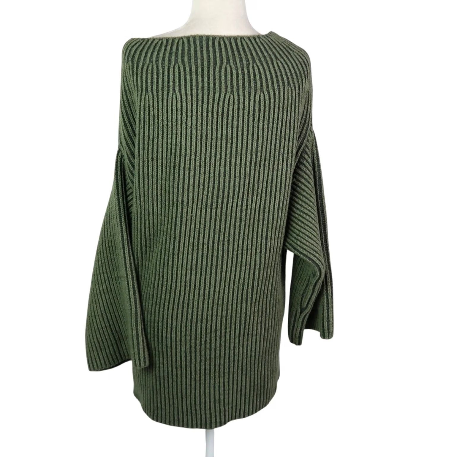 Free People Free People Olive Green Boatneck Tunic Sweater S Women Knit Cotton Acrylic Long Sleeve Bohemian Casual Fall Winter 90s (adjusted) Size S / US 4 / IT 40 - 4 Thumbnail