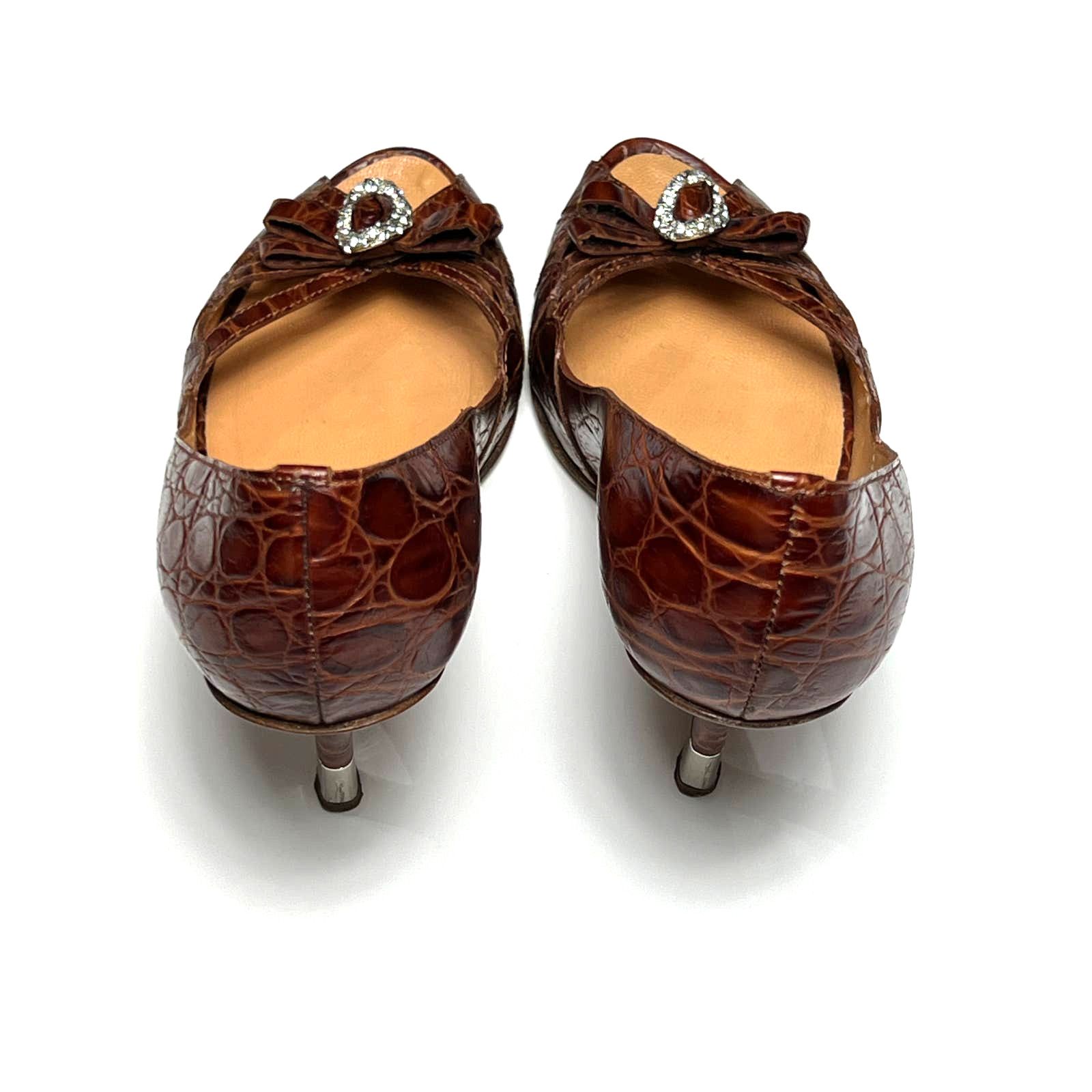 Giuseppe Zanotti Giuseppe Zanotti Brown Alligator Crystal Pump Heels Shoes 35 Size US 5 / IT 35 - 11 Thumbnail