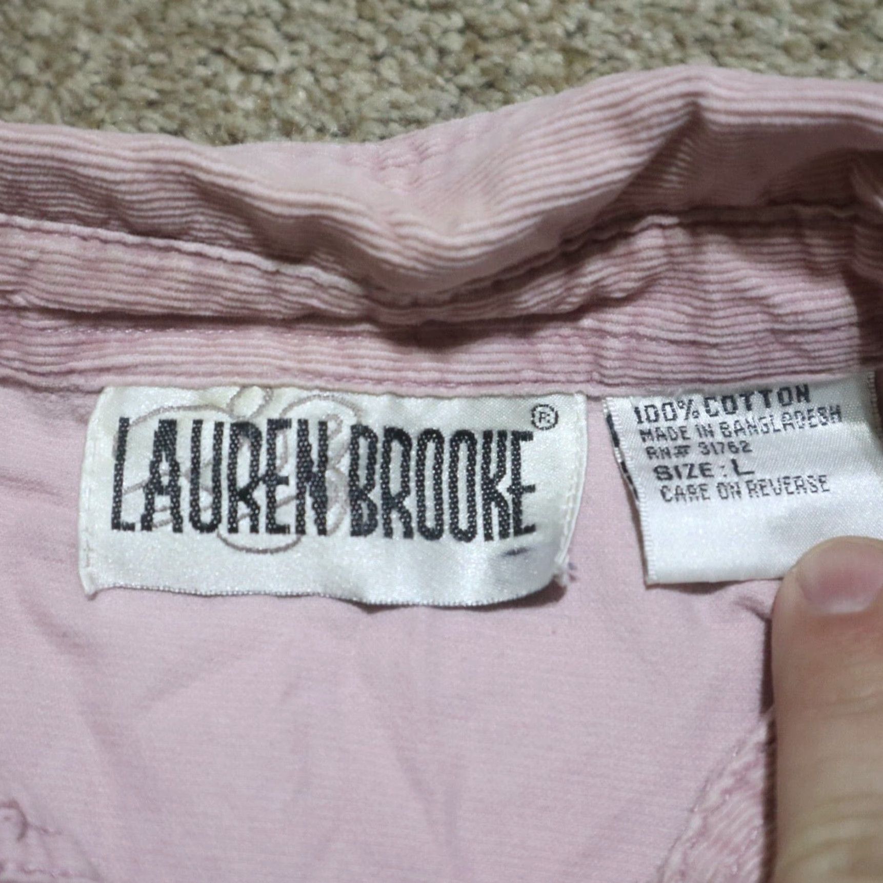 Vintage Lauren Brooke Shirt Women's L Large Light Pink Flowers Long Sleeve Button Up Women's Size L / US 10 / IT 46 - 2 Thumbnail