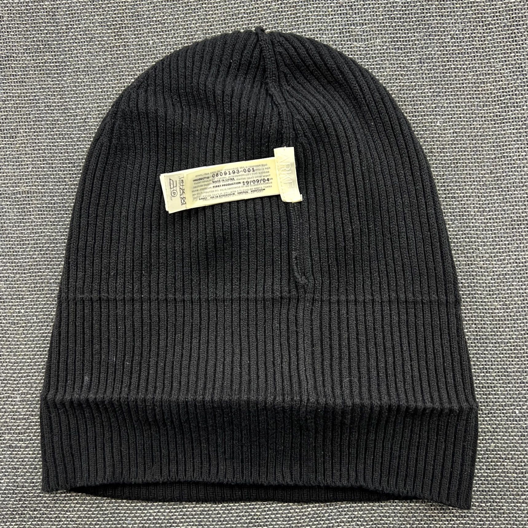 Arket ARKET Beanie Hat One Size Black Ribbon Cuffed Cotton Beanie Unisex Adults Knit Thermal Size ONE SIZE - 4 Thumbnail