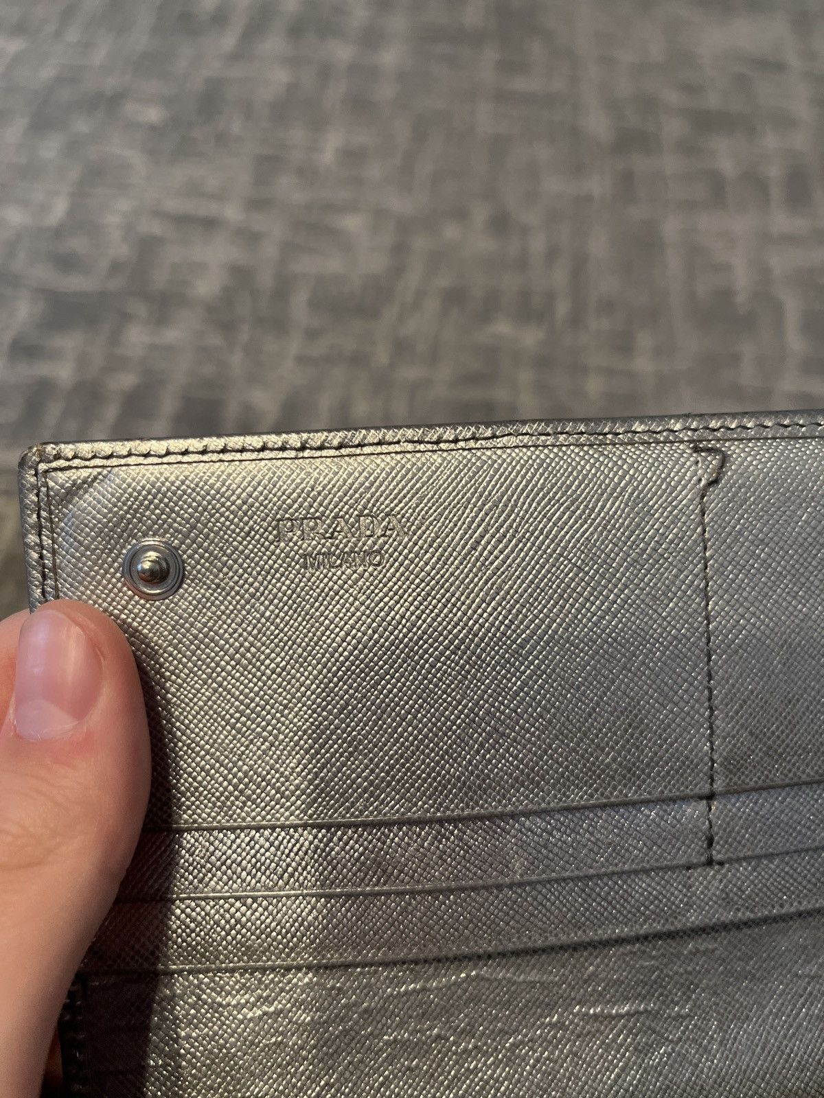 Prada Prada Metallic Silver Saffiano Leather Wallet Size ONE SIZE - 4 Thumbnail