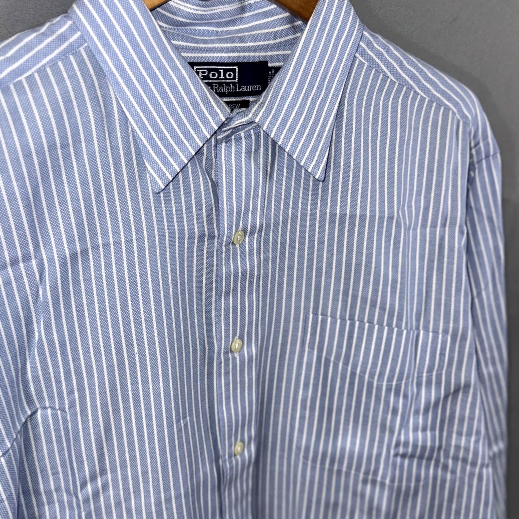 Polo Ralph Lauren Polo Ralph Lauren Shirt Mens XL Blue White Stripe Andrew 100% Cotton Long Sleeve Dress Shirt Size US XL / EU 56 / 4 - 3 Thumbnail
