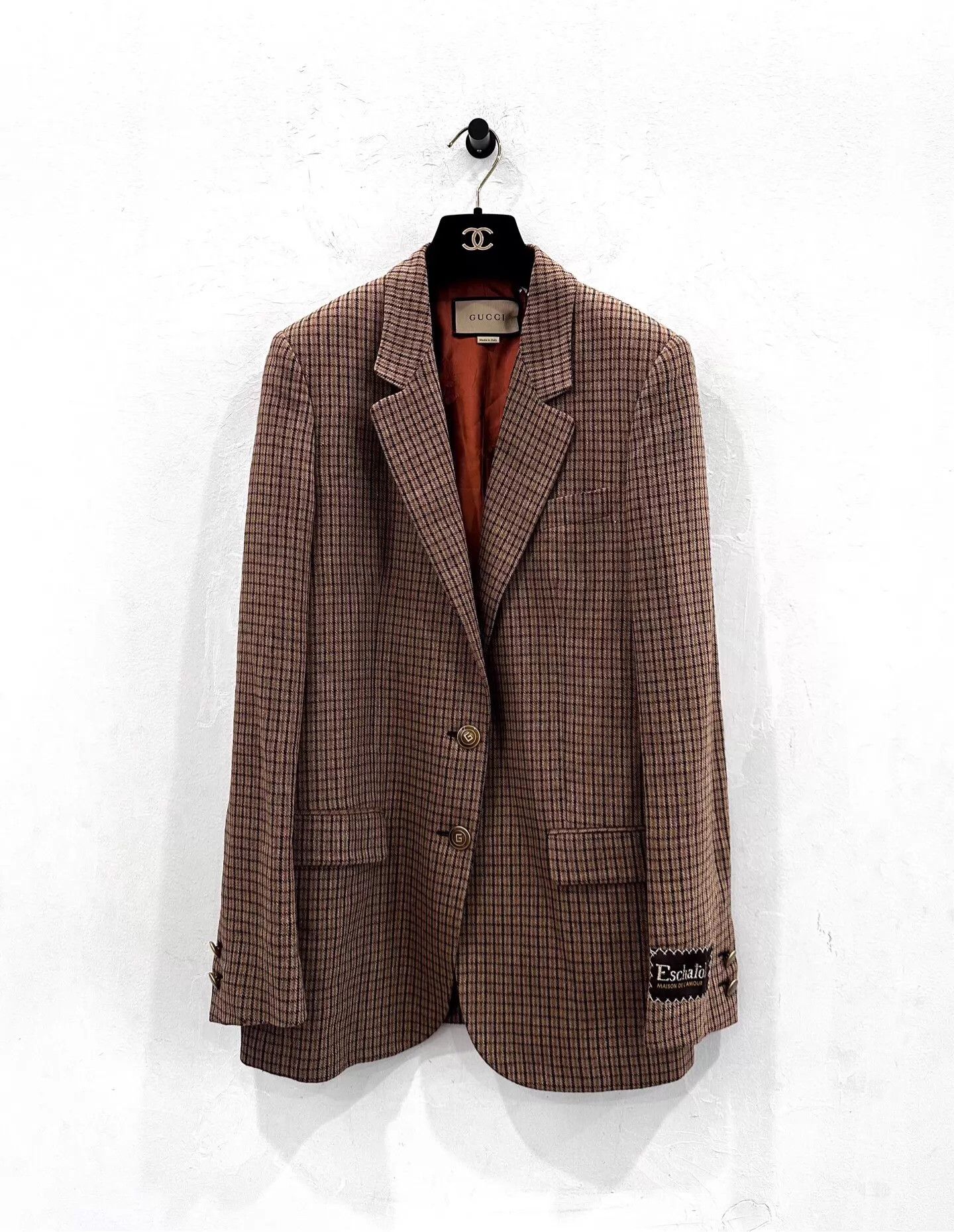 Gucci Gucci x Eschatology Womens Brown Linen Check Blazer Size S / US 4 / IT 40 - 1 Thumbnail