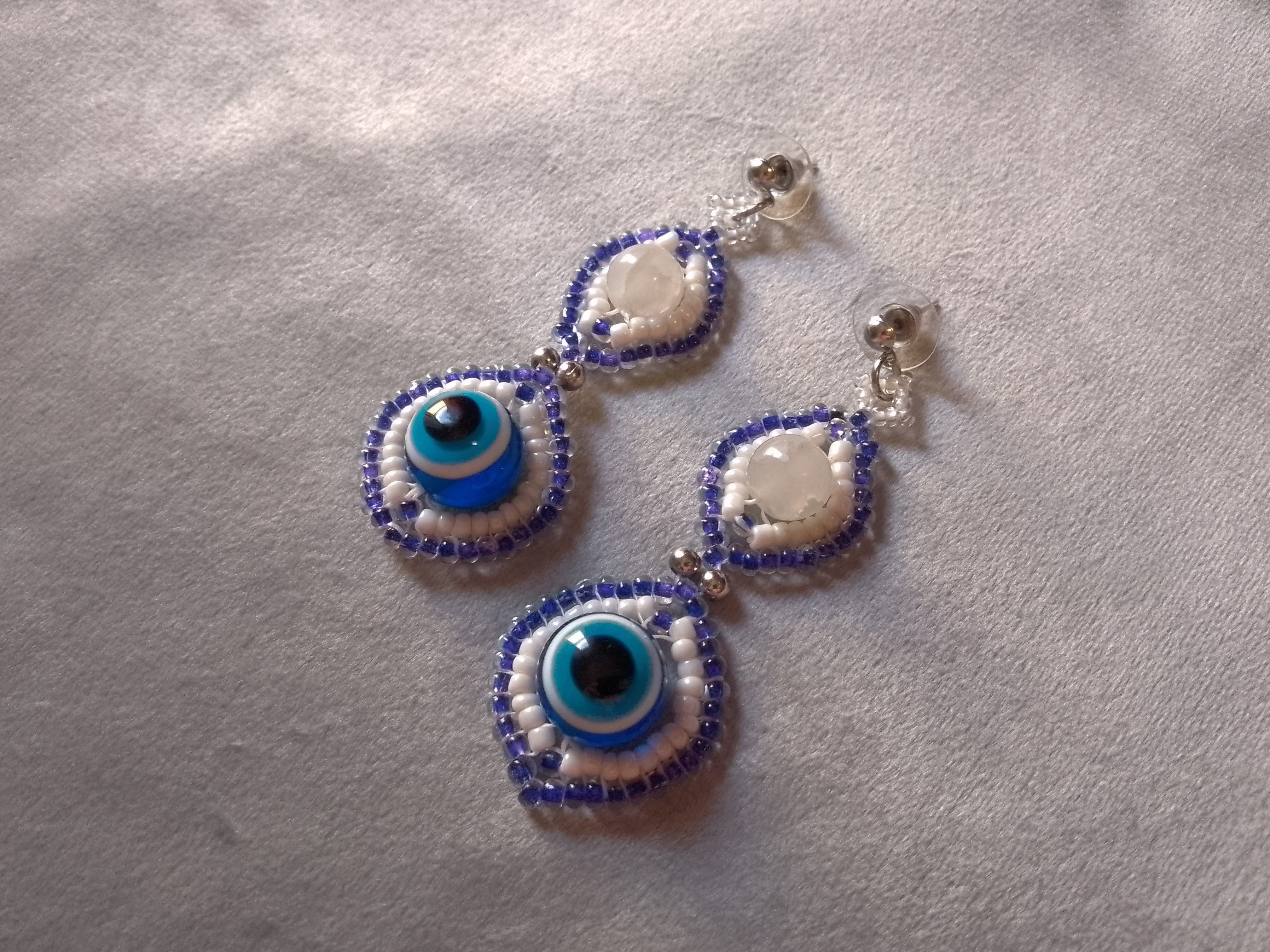 Other Boho Earrings Eye of Nazar and moonstones gems Size ONE SIZE - 1 Thumbnail