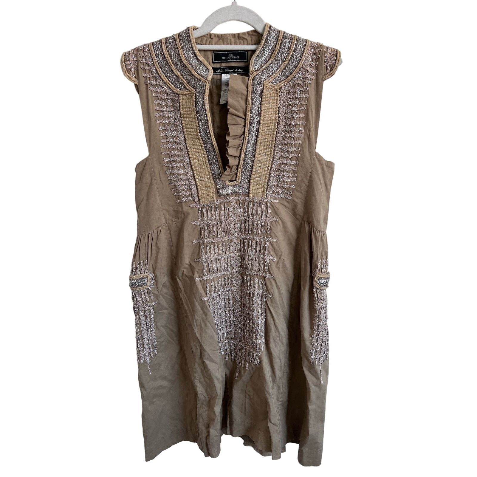 image of By Malene Birger Malene Birger Mid-Length Dress Size Fr 32 Us 2 in Tan, Women's