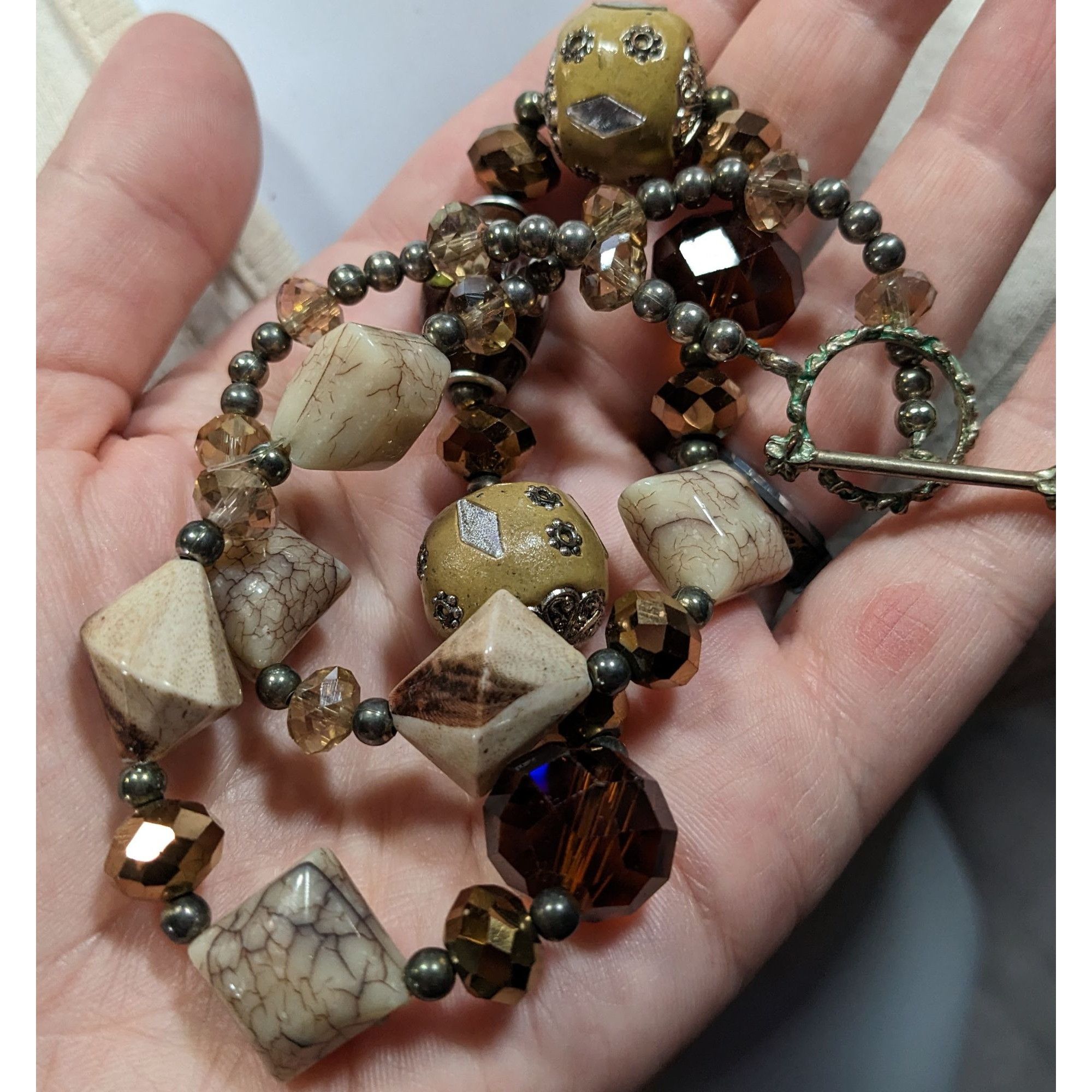 Other Vintage Earth Tone Bohemian Mixed Media Beaded Necklace Size ONE SIZE - 3 Thumbnail
