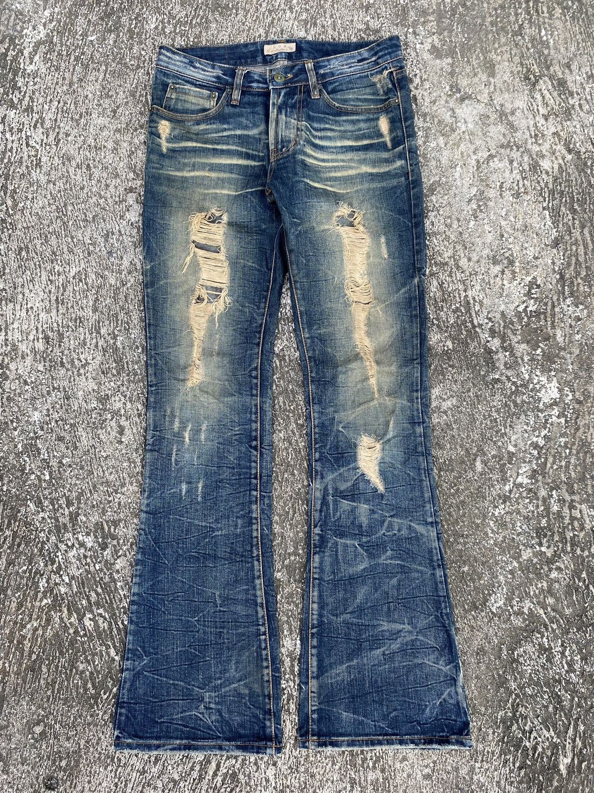 image of 14Th Addiction x If Six Was Nine Goa Flare Denim Pants in Blue, Men's (Size 30)