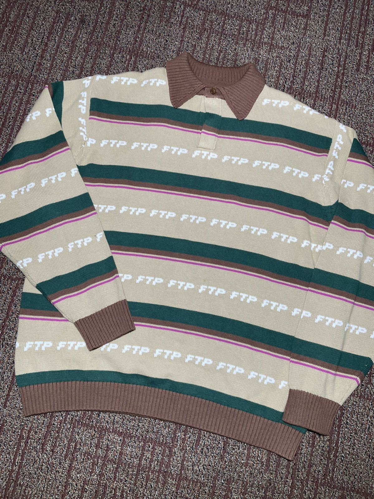 Fuck The Population FTP Knit Polo Sweater (X-Large) Size US XL / EU 56 / 4 - 1 Thumbnail