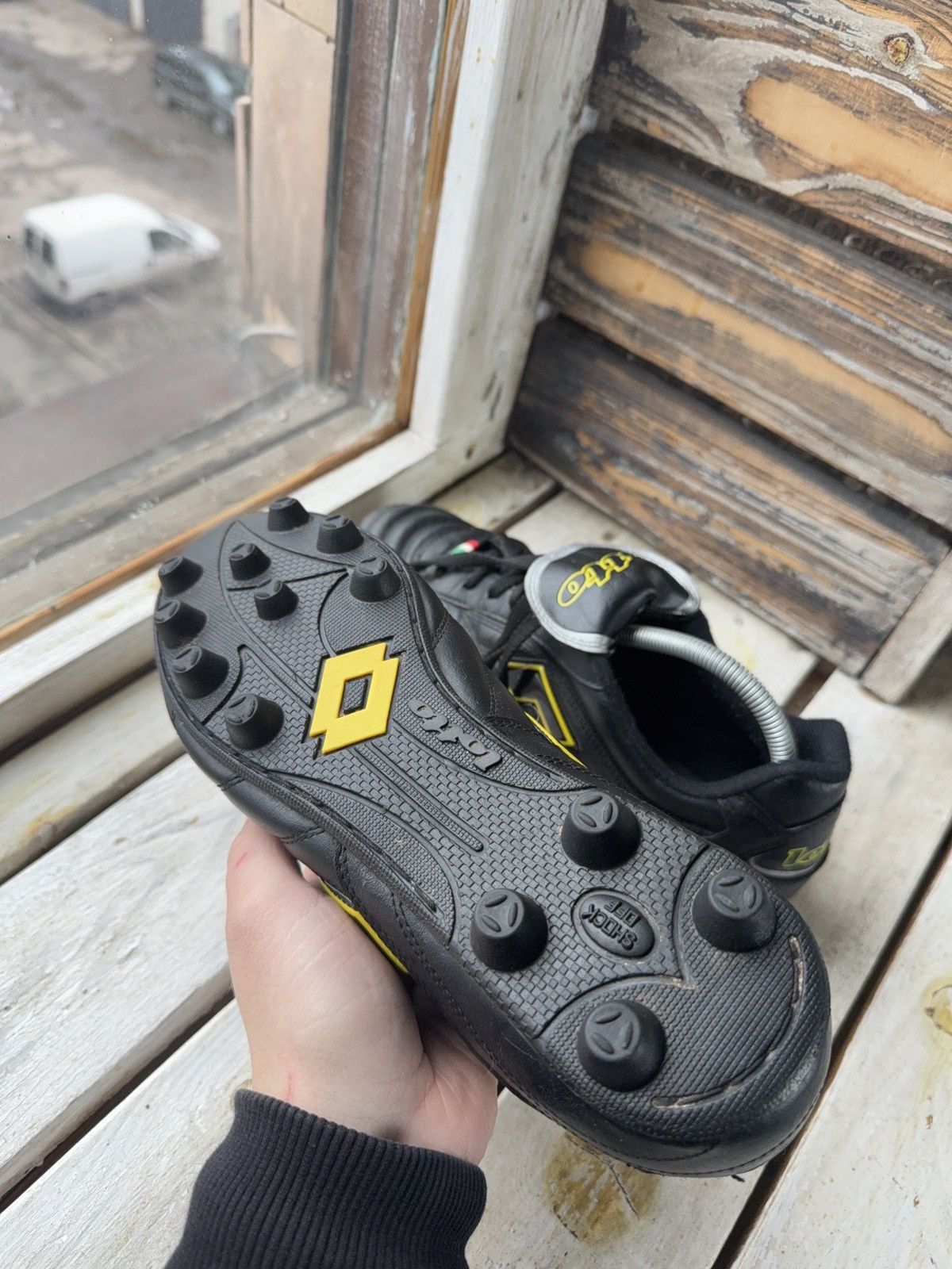 Lotto Sport Vntg Lotto Stadio 4000 FG Soccer Cleats Black Yellow Italy Size US 11 / EU 44 - 6 Thumbnail