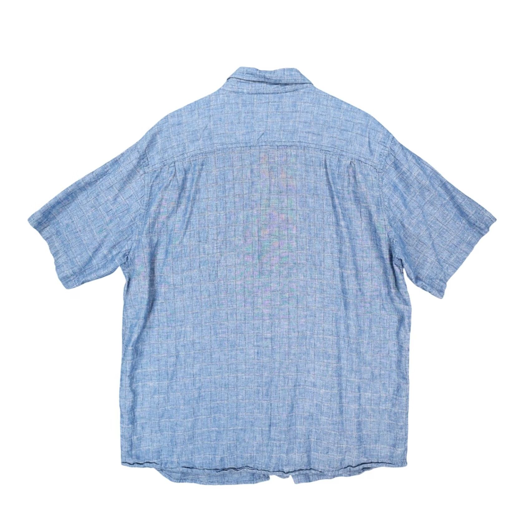 Weatherproof Weatherproof Vintage Button-Down Shirt Mens XL Blue Excellent Short Sleeve Linen Blend Grid Shirt Size US XL / EU 56 / 4 - 2 Thumbnail