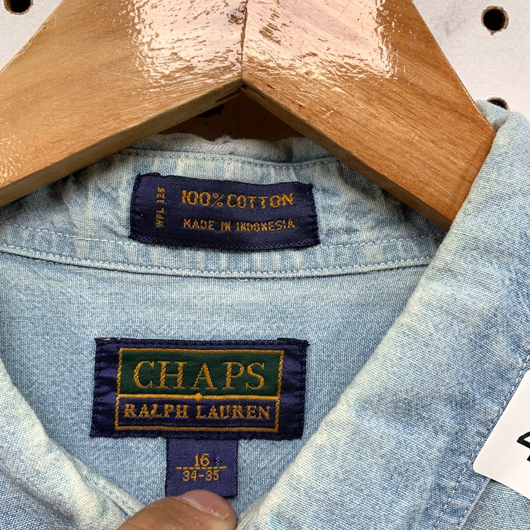 Ralph Lauren VINTAGE Ralph Lauren Denim Shirt Mens XL Blue Cotton Long Sleeve Button-Up Size US XL / EU 56 / 4 - 5 Thumbnail