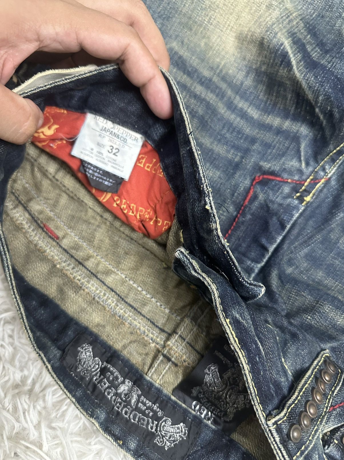 Tornado Mart rare 00s red pepper studded fur leopard bootcut jeans Size US 34 / EU 50 - 5 Thumbnail