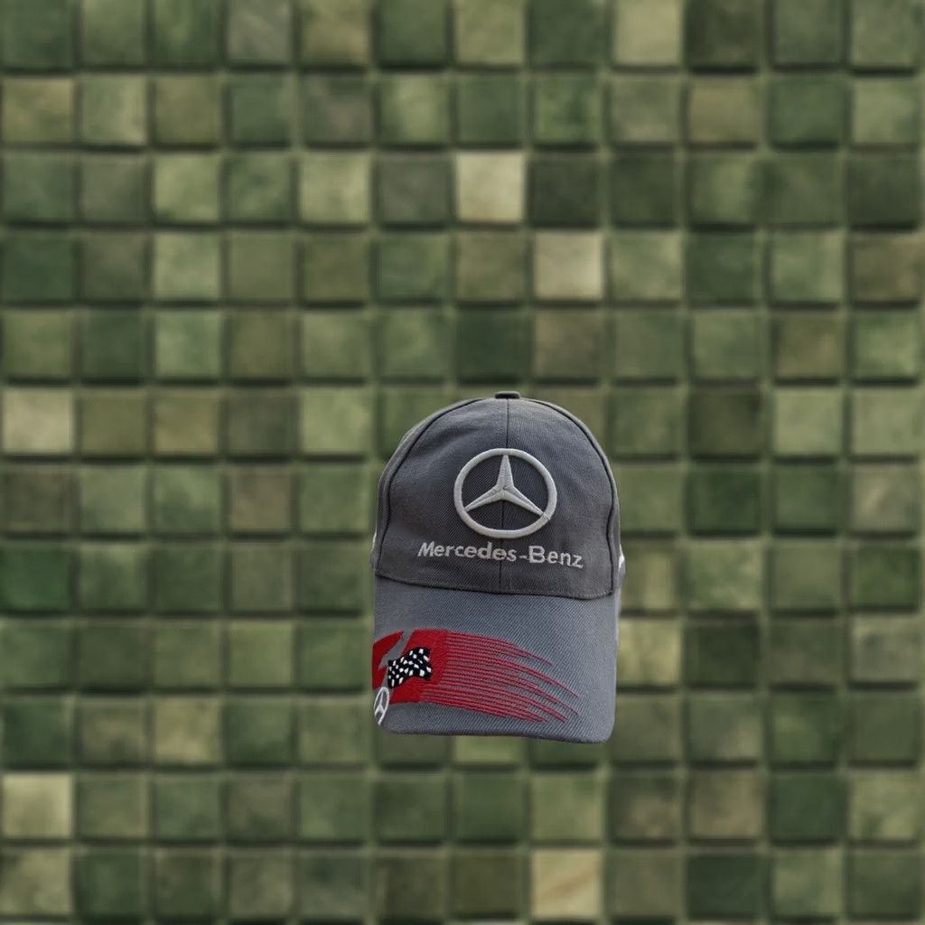 Mercedes-Benz VINTAGE Mercedes-Benz Snapback Cap Gray One Size Racing 90s Formula 1 Mens Boys Cap Size ONE SIZE - 1 Thumbnail