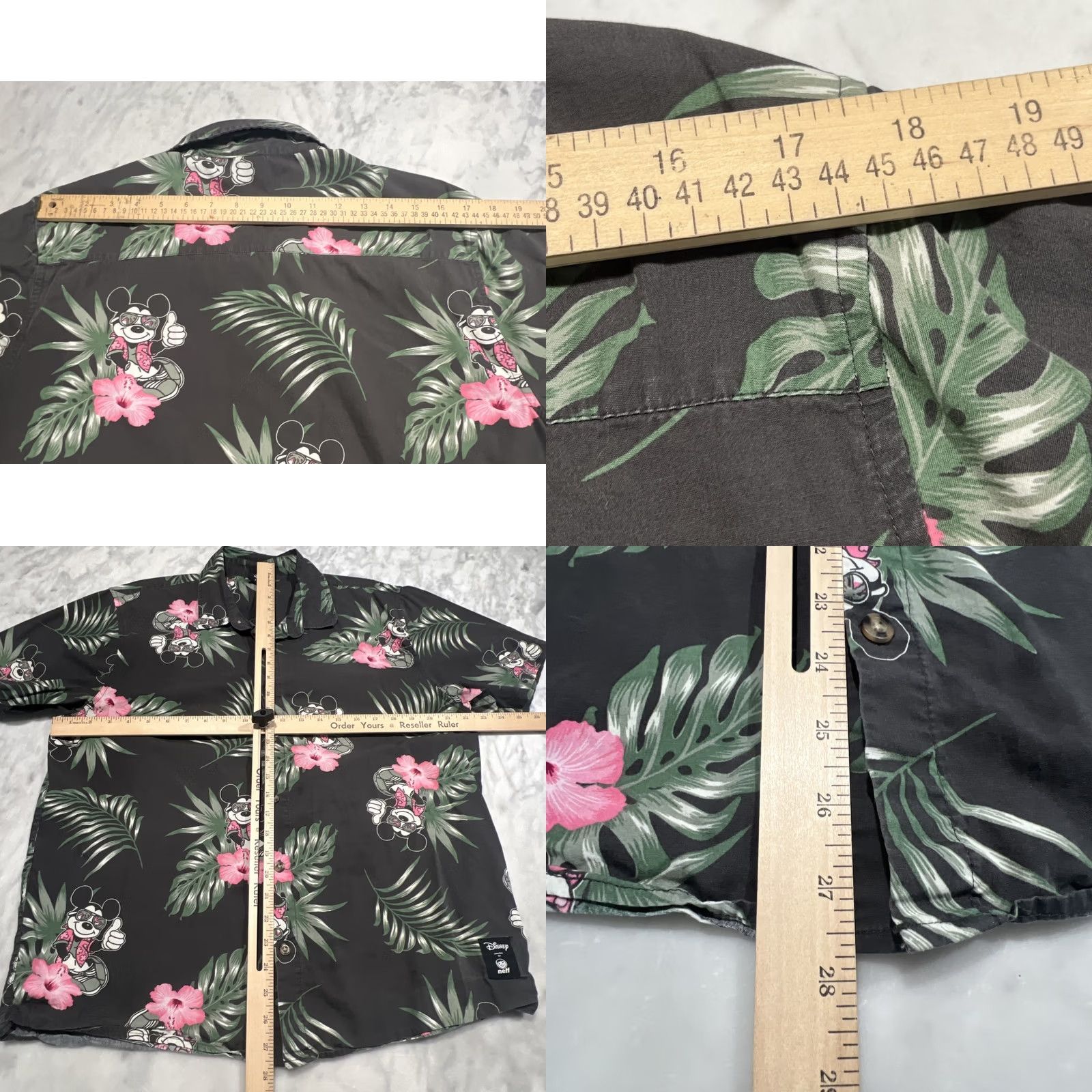 Disney Disney x Neff Button Up Shirt Mens Large Black Hawaiian Floral Mickey Mouse Regular Fit Short Sleeve Cotton Button-Up Women? Size US L / EU 52-54 / 3 - 8 Thumbnail