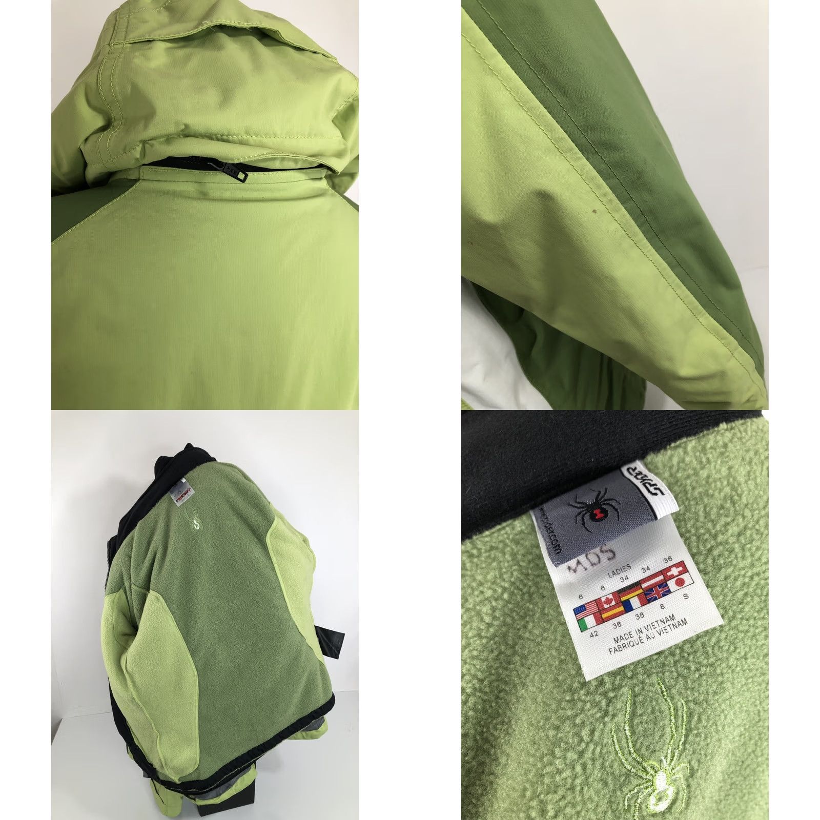 Spyder SPYDER Embroidered ZIP OUT LINER Womens US 6 Hooded Ski Winter Jacket Green - Jacket, Ski, Hooded, Embroidered, 6, Womens, Spyder, Winter, Green Size M / US 6-8 / IT 42-44 - 8 Thumbnail