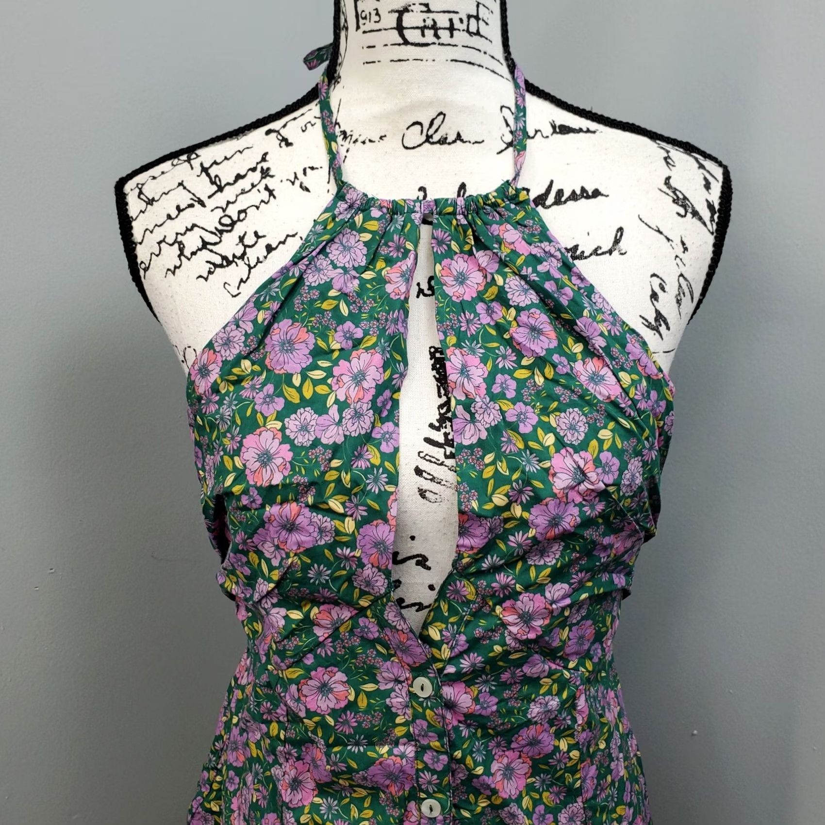 Free People Free People Layla Halter Tunic Top Womens XS Multicolor Floral Button-Front Sleeveless Halter Tunic Top Womens XS Floral Button Front Fashion Size XS / US 0-2 / IT 36-38 - 3 Thumbnail