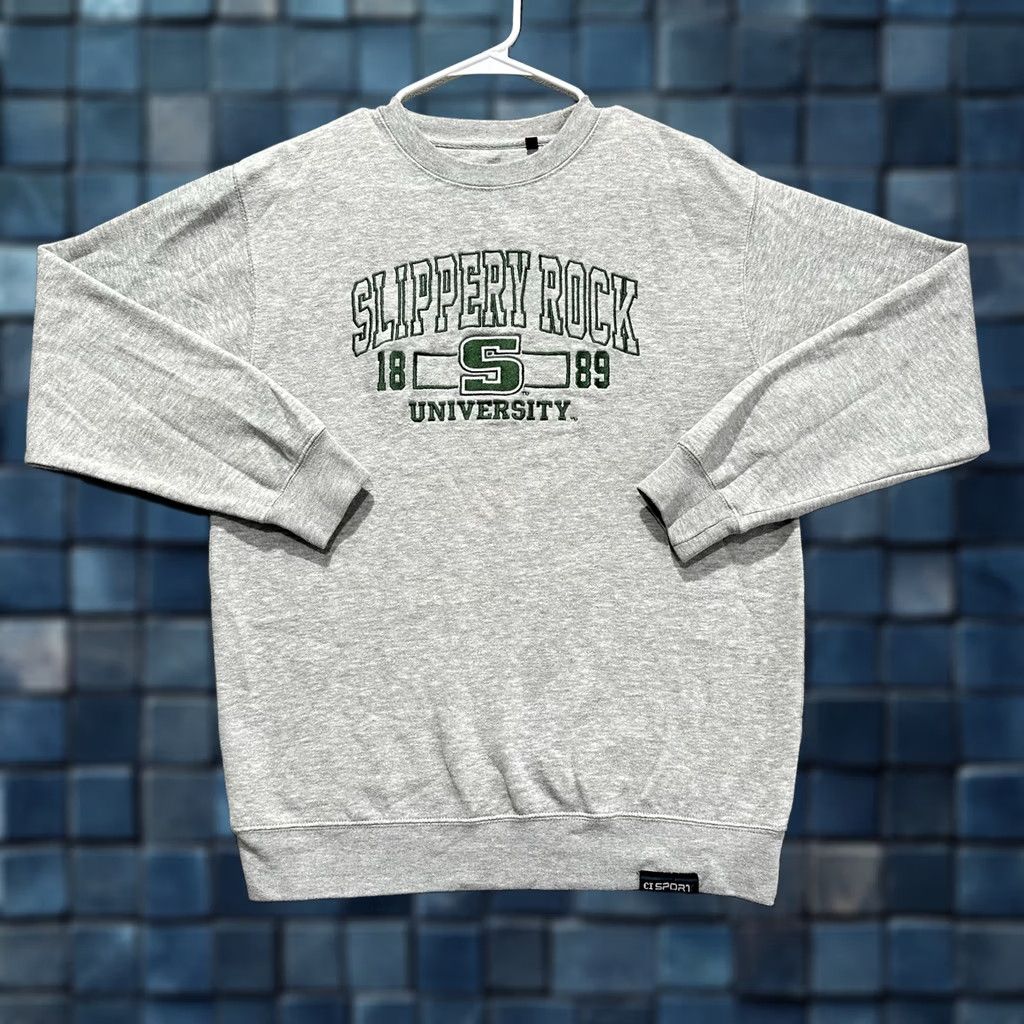 Vintage CI Sport Slippery Rock University Sweatshirt Mens Medium Gray Green Embroidered Size US M / EU 48-50 / 2 - 1 Thumbnail
