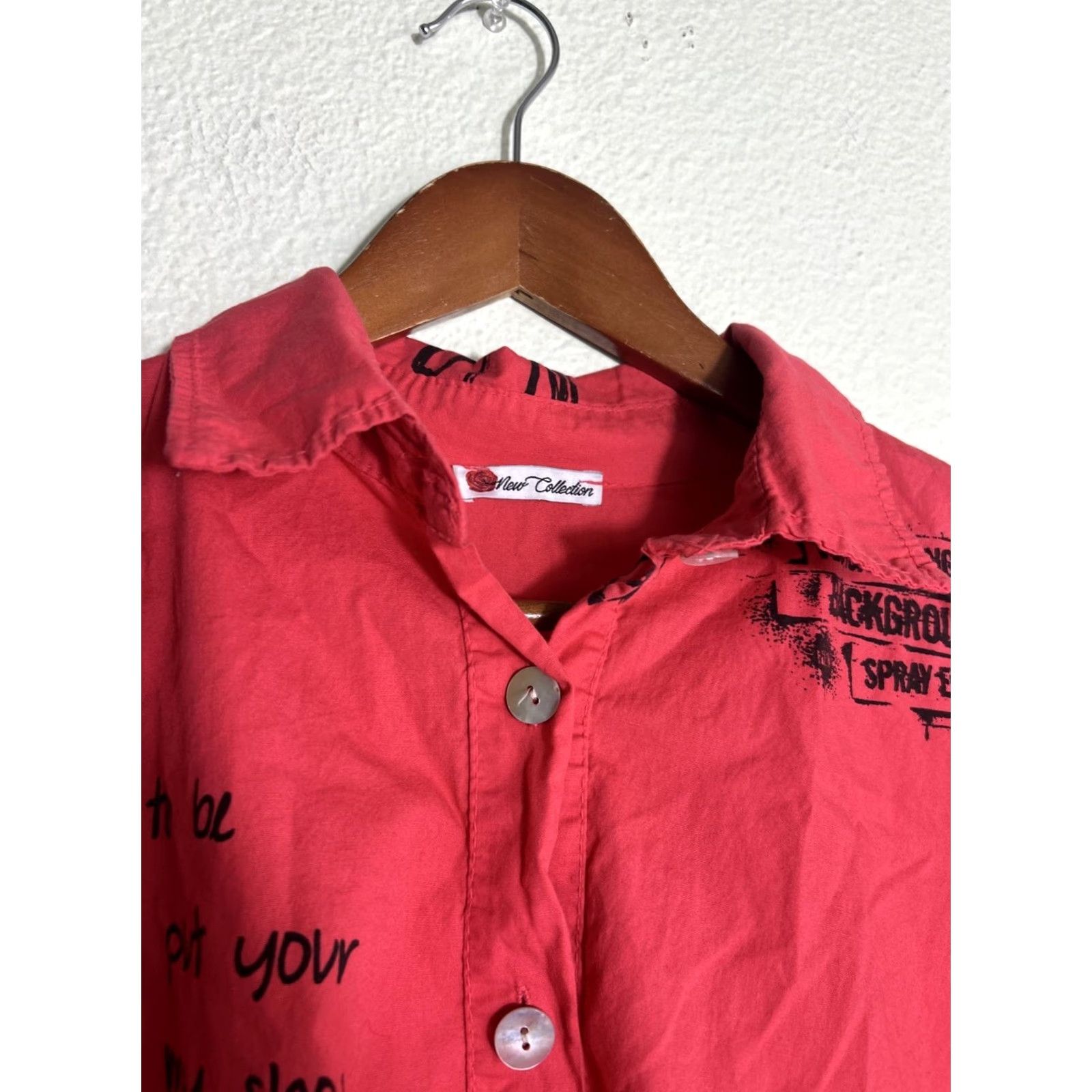 Vintage VINTAGE New Collection Blouse Red 100% Cotton XL Women Grunge Oversized Italy 1/4 Button Size XL / US 12-14 / IT 48-50 - 4 Thumbnail