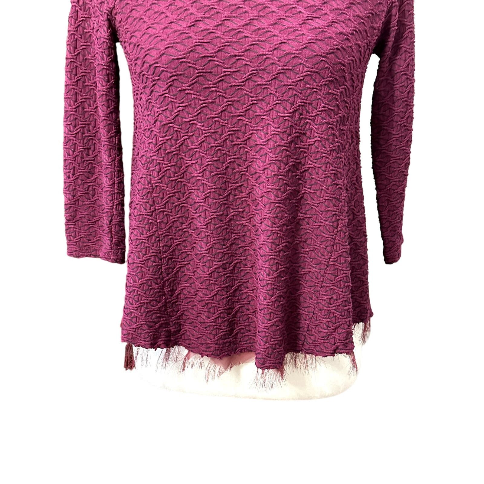 Other Anthropologie Postmark Blouse Fringe 3/4 Sleeves Burgundy XS Size XS / US 0-2 / IT 36-38 - 3 Thumbnail