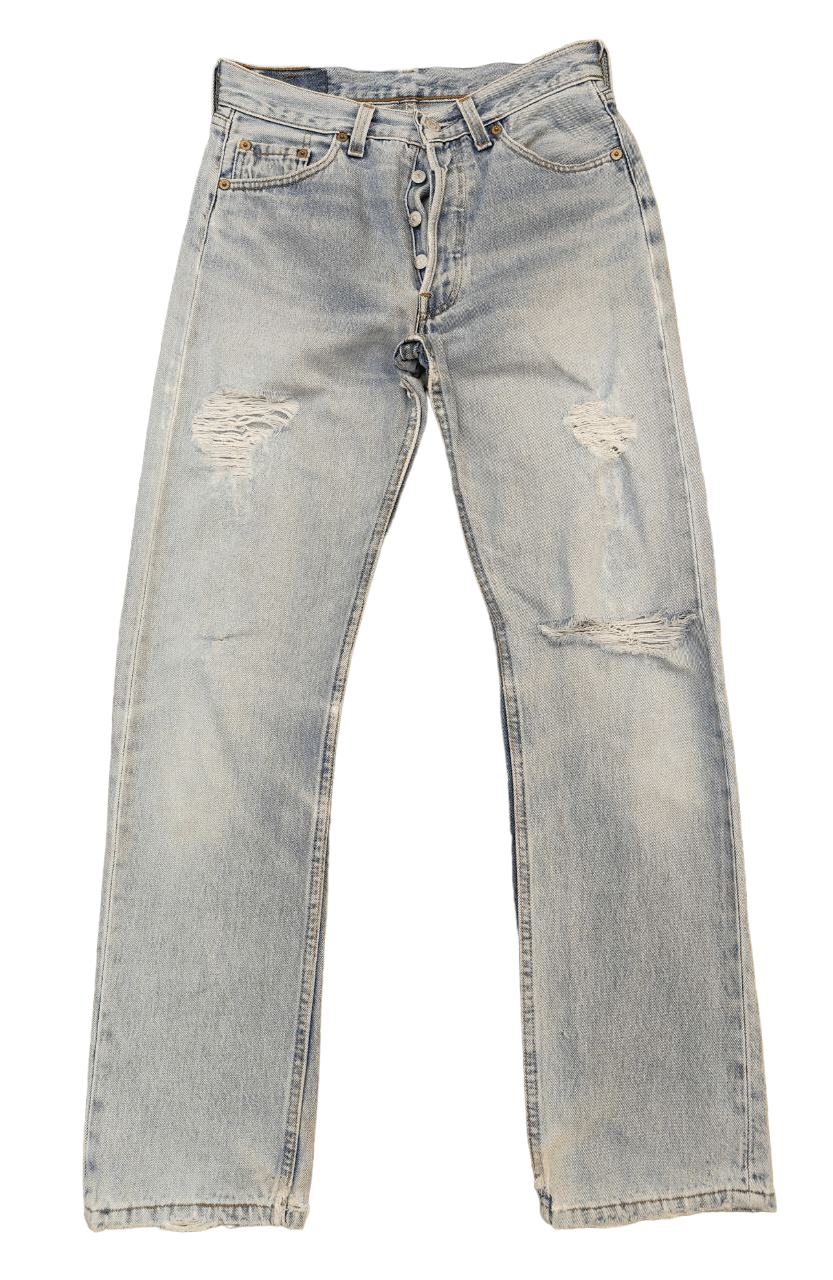 image of 90's Vintage Levis 501 Distressed Denim in Blue, Men's (Size 28)