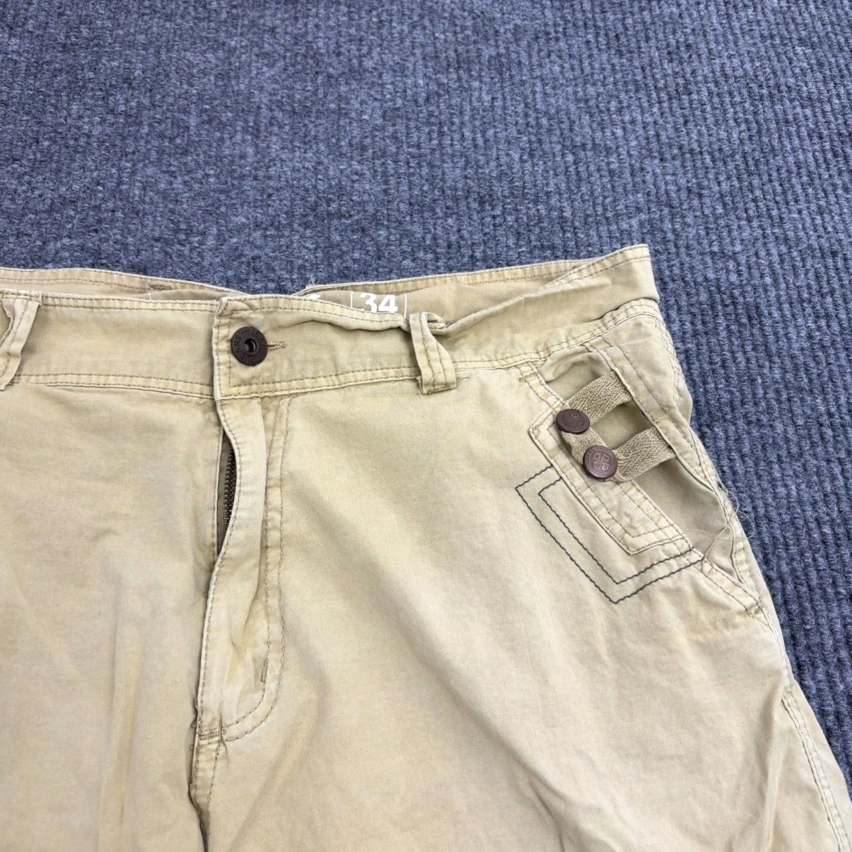 Vintage Old Skool Cargo Shorts Mens 34 Tan Cotton Baggy Pockets Skater Y2K Streetwear Size US 37 - 3 Thumbnail