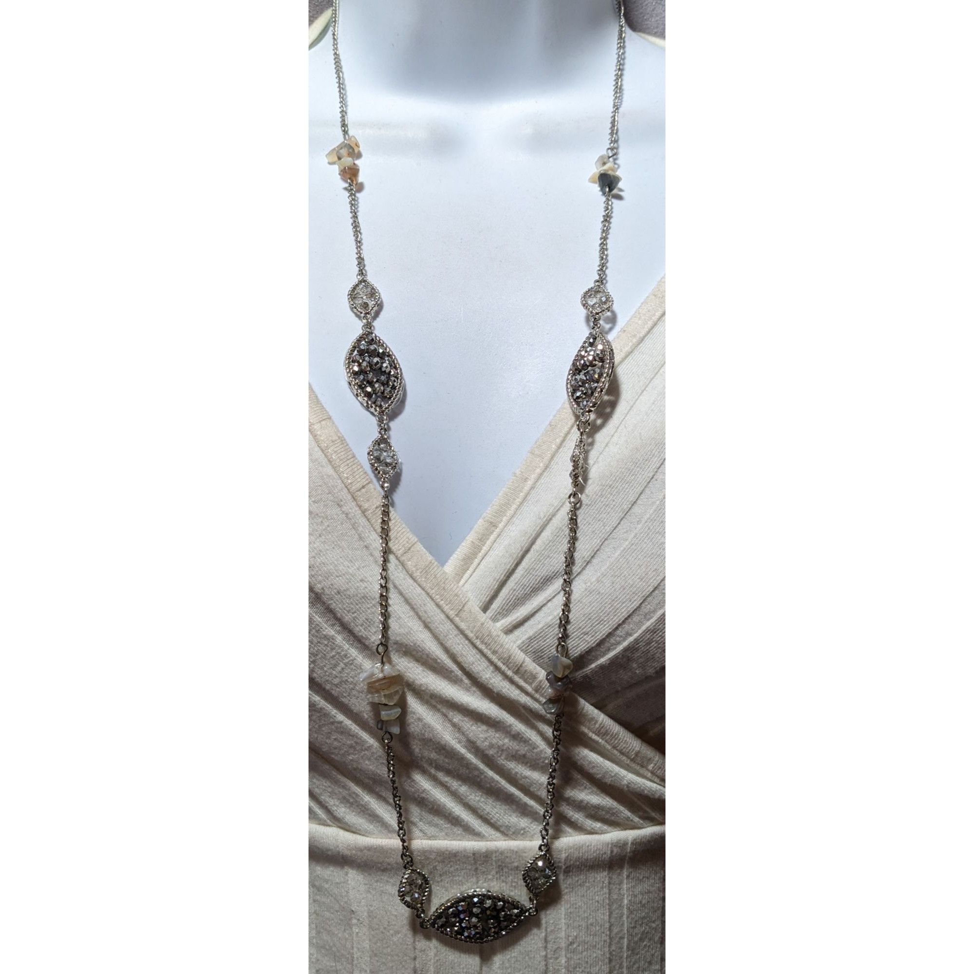 Other Y2K Silver Glass Gemstone Chip Station Necklace Size ONE SIZE - 6 Thumbnail