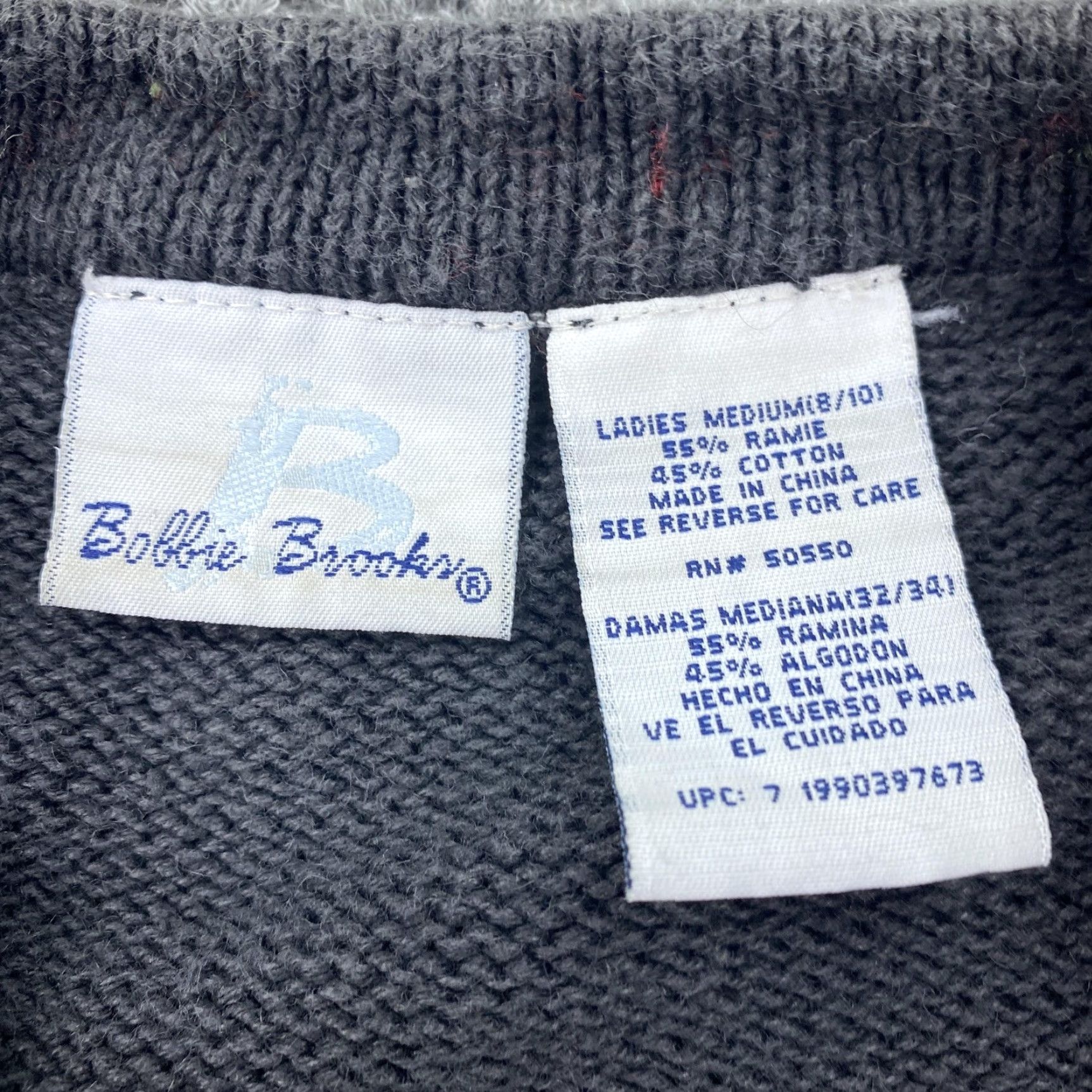Vintage VINTAGE Bobbie Brooks Cardigan Sweater Womens Medium Gray Embroidered Autumn Leaves 55% Ramie, 45% Cotton Mens? Size M / US 6-8 / IT 42-44 - 7 Thumbnail